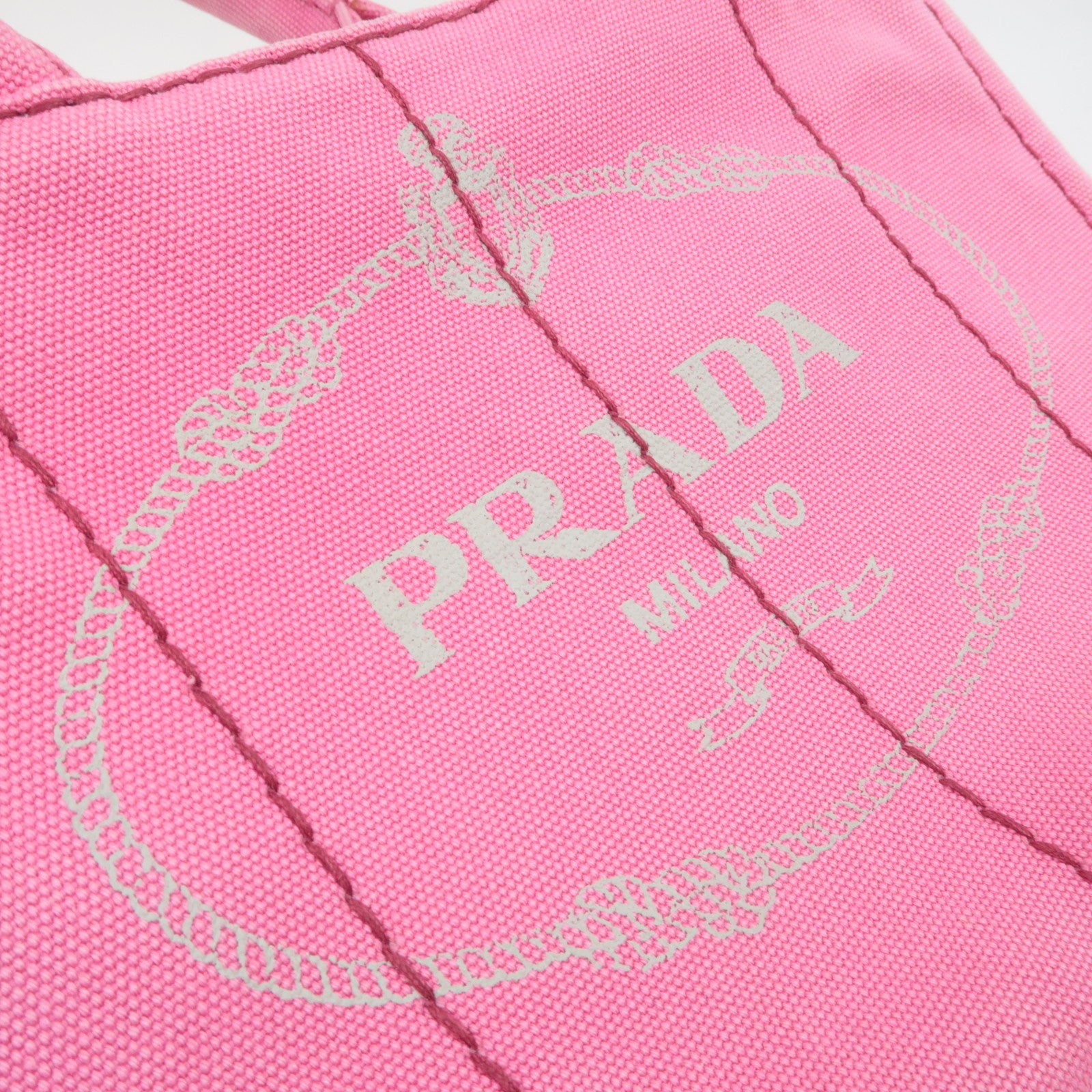 PRADA Canapa Mini 2Way Canvas Tote Bag Pink 1BG439