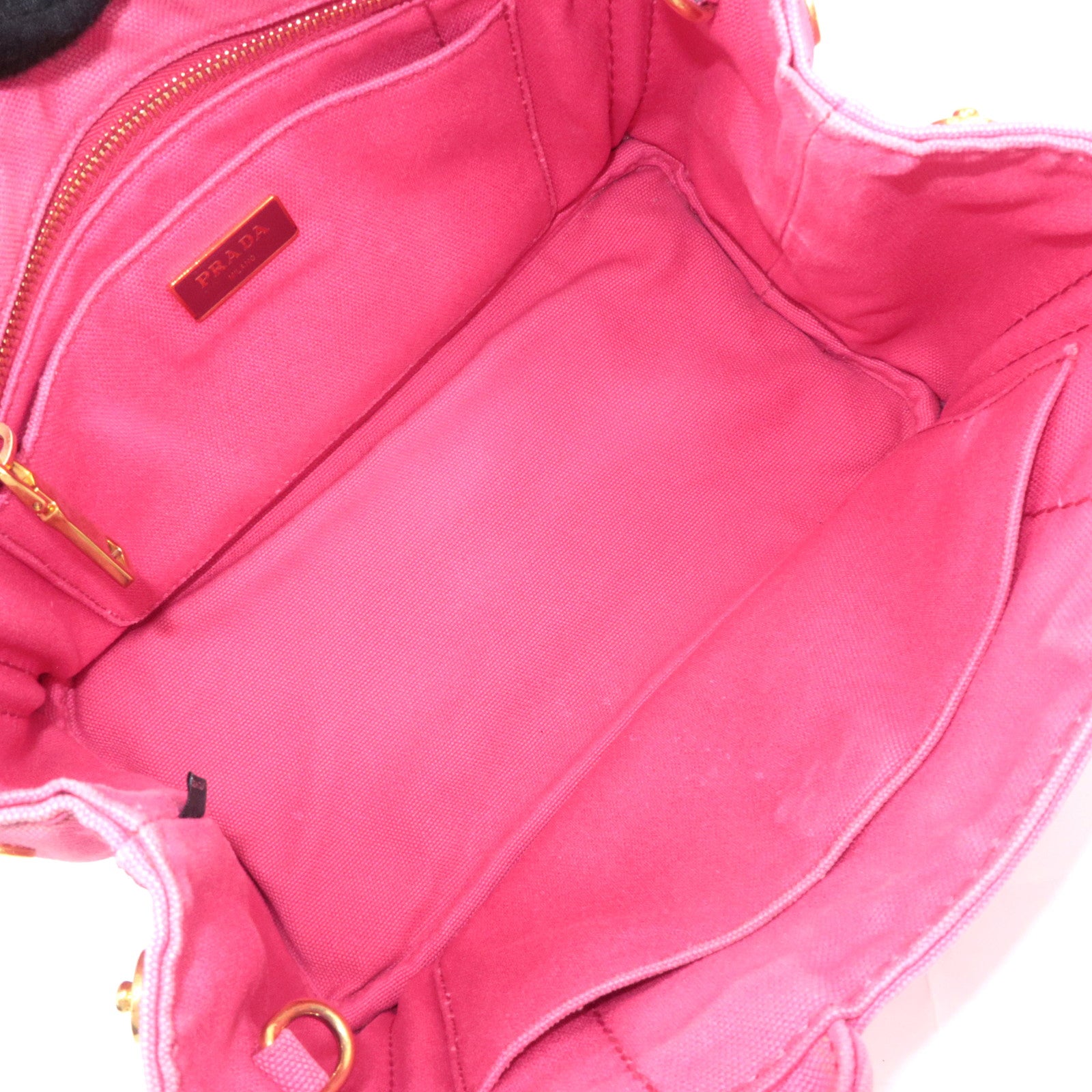 PRADA Canapa Mini 2Way Canvas Tote Bag Pink 1BG439