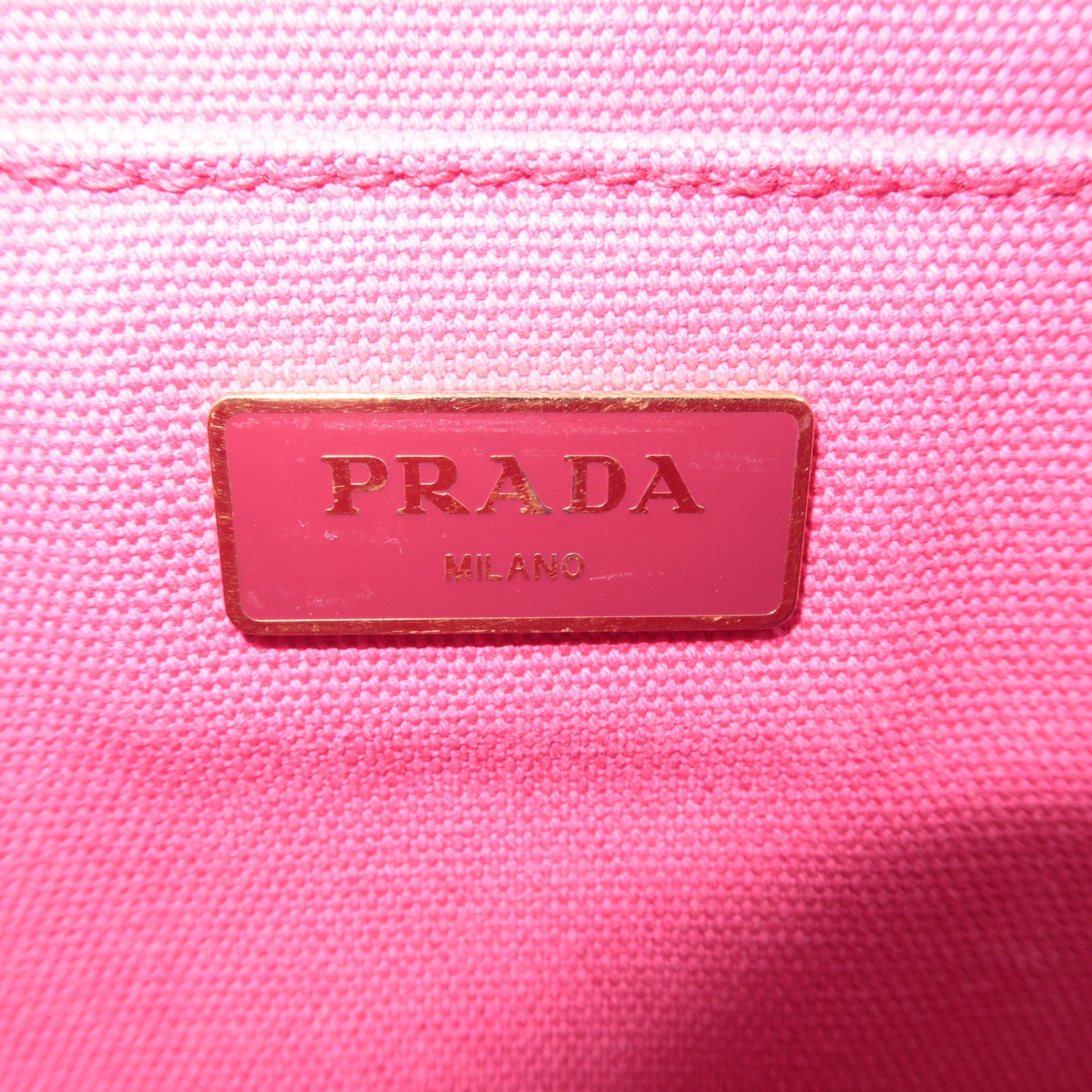 PRADA Canapa Mini 2Way Canvas Tote Bag Pink 1BG439