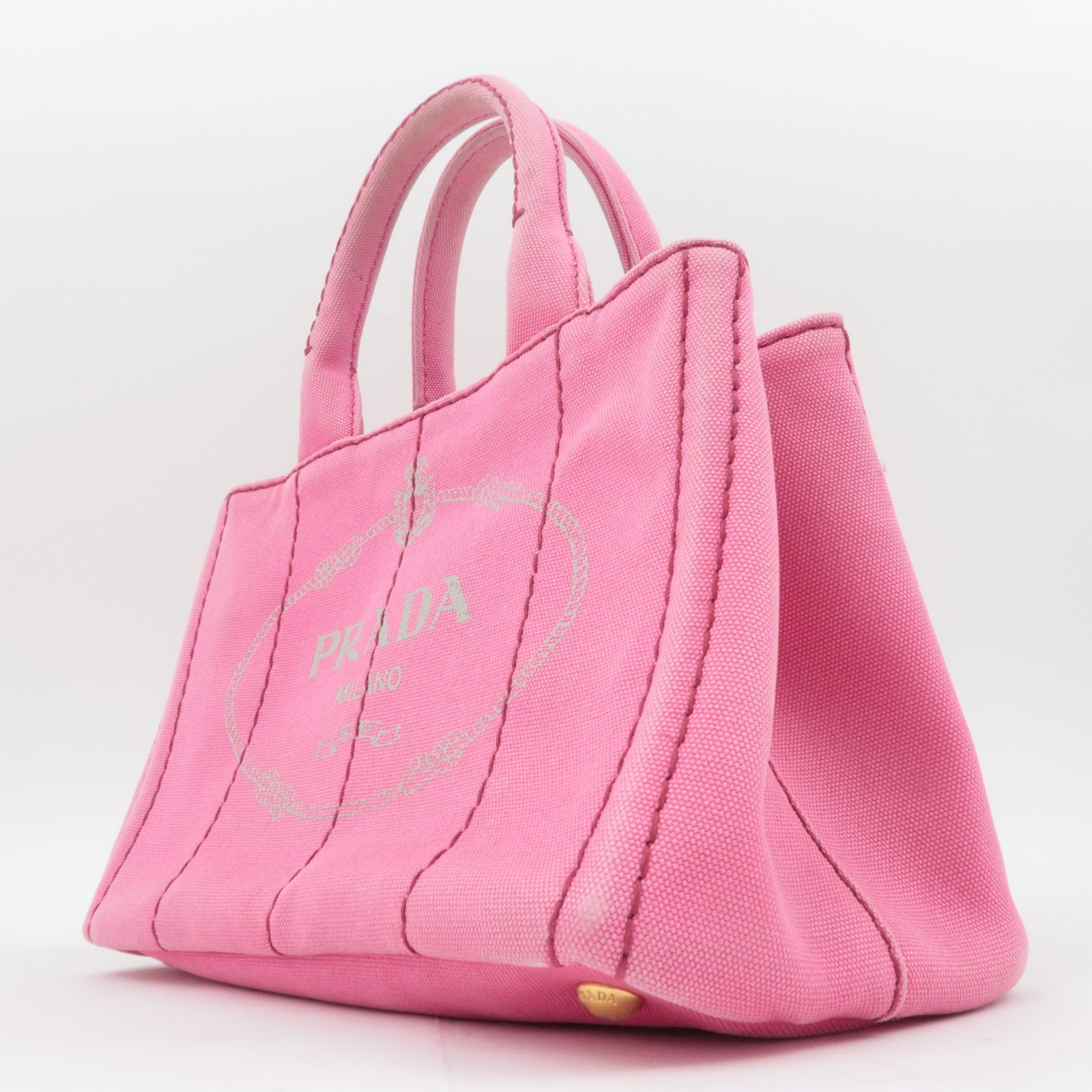 PRADA Canapa Mini 2Way Canvas Tote Bag Pink 1BG439