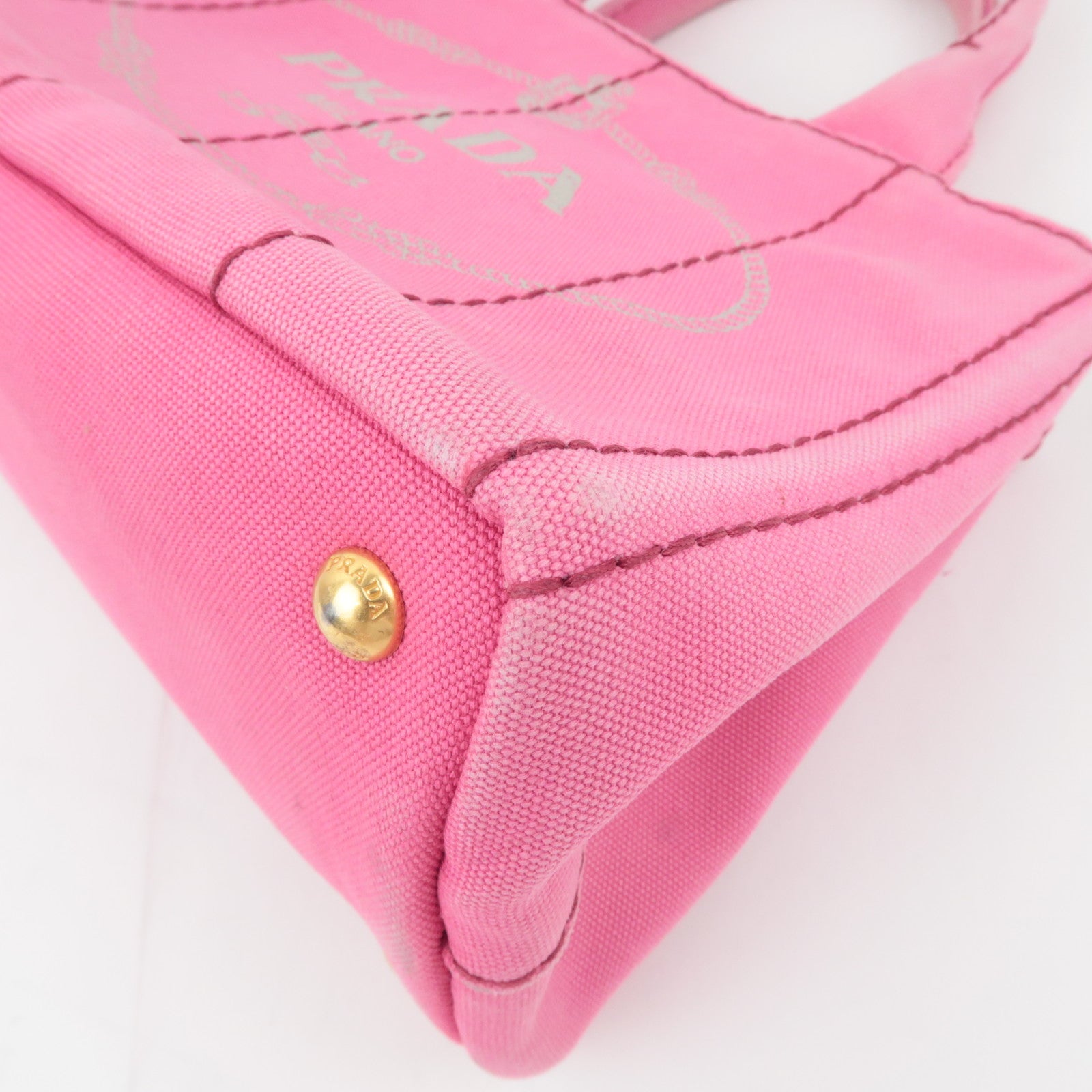 PRADA Canapa Mini 2Way Canvas Tote Bag Pink 1BG439