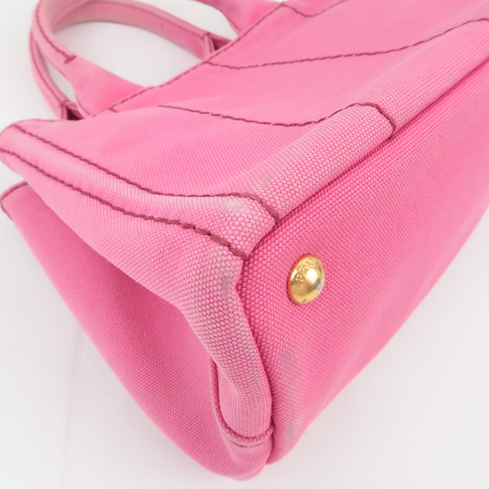 PRADA Canapa Mini 2Way Canvas Tote Bag Pink 1BG439