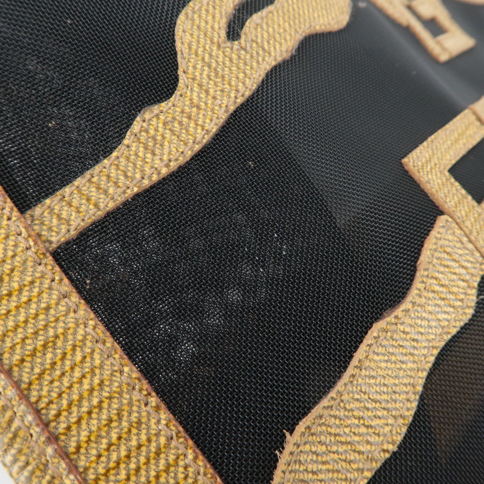 FENDI PVC Mesh Tote Bag Light Brown Black
