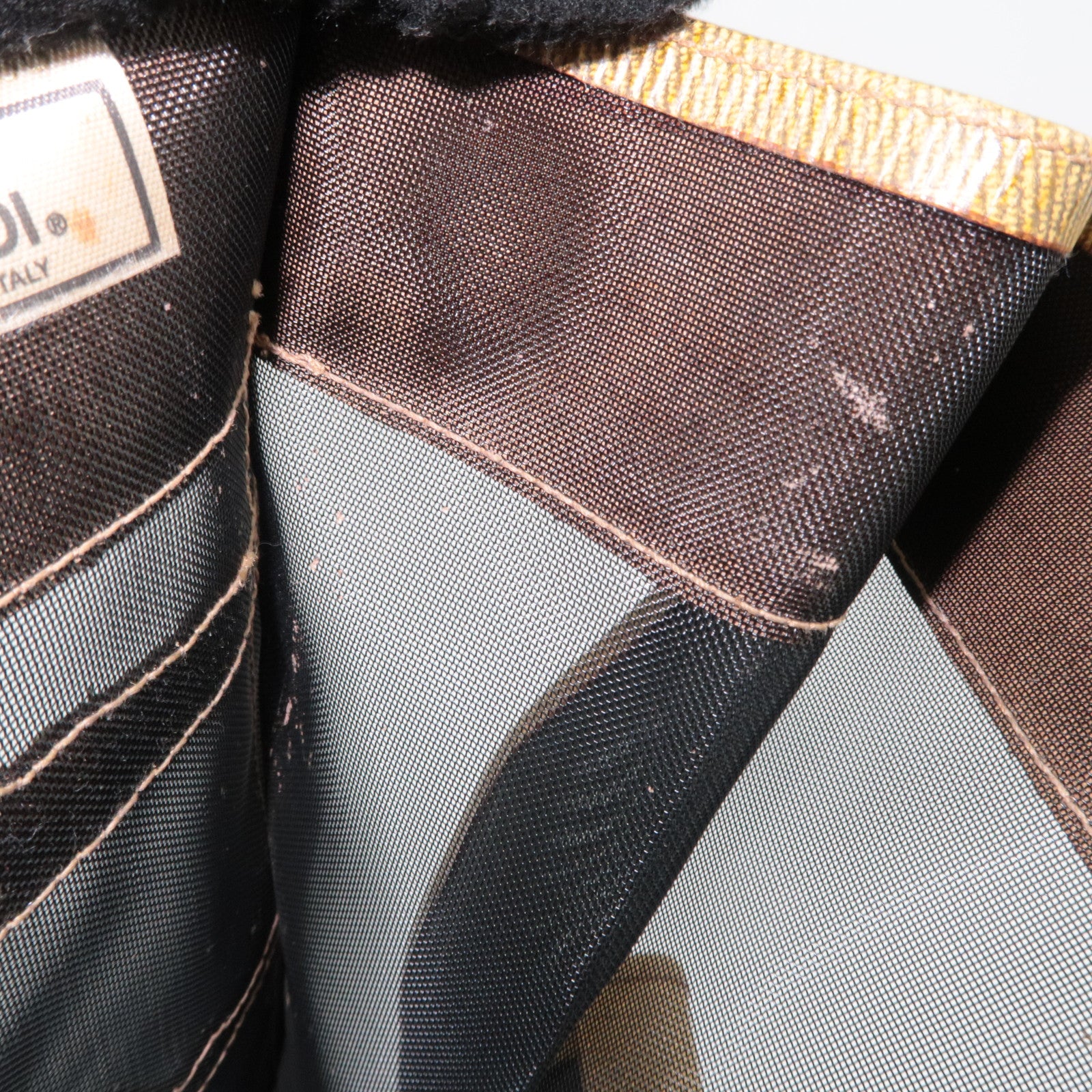 FENDI PVC Mesh Tote Bag Light Brown Black