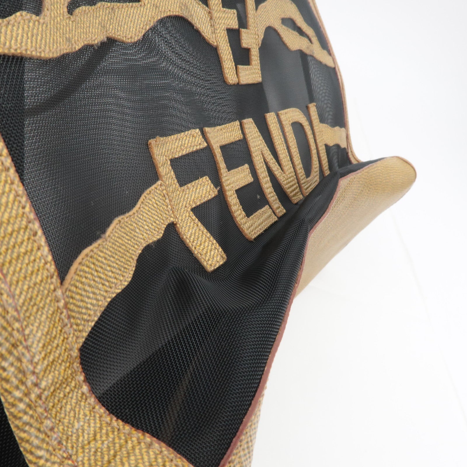 FENDI PVC Mesh Tote Bag Light Brown Black