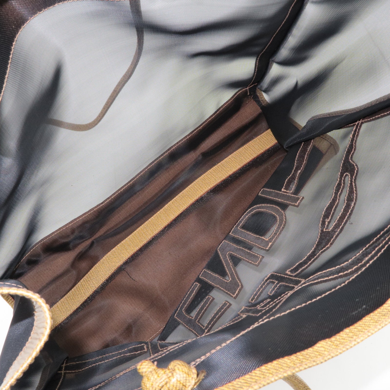 FENDI PVC Mesh Tote Bag Light Brown Black