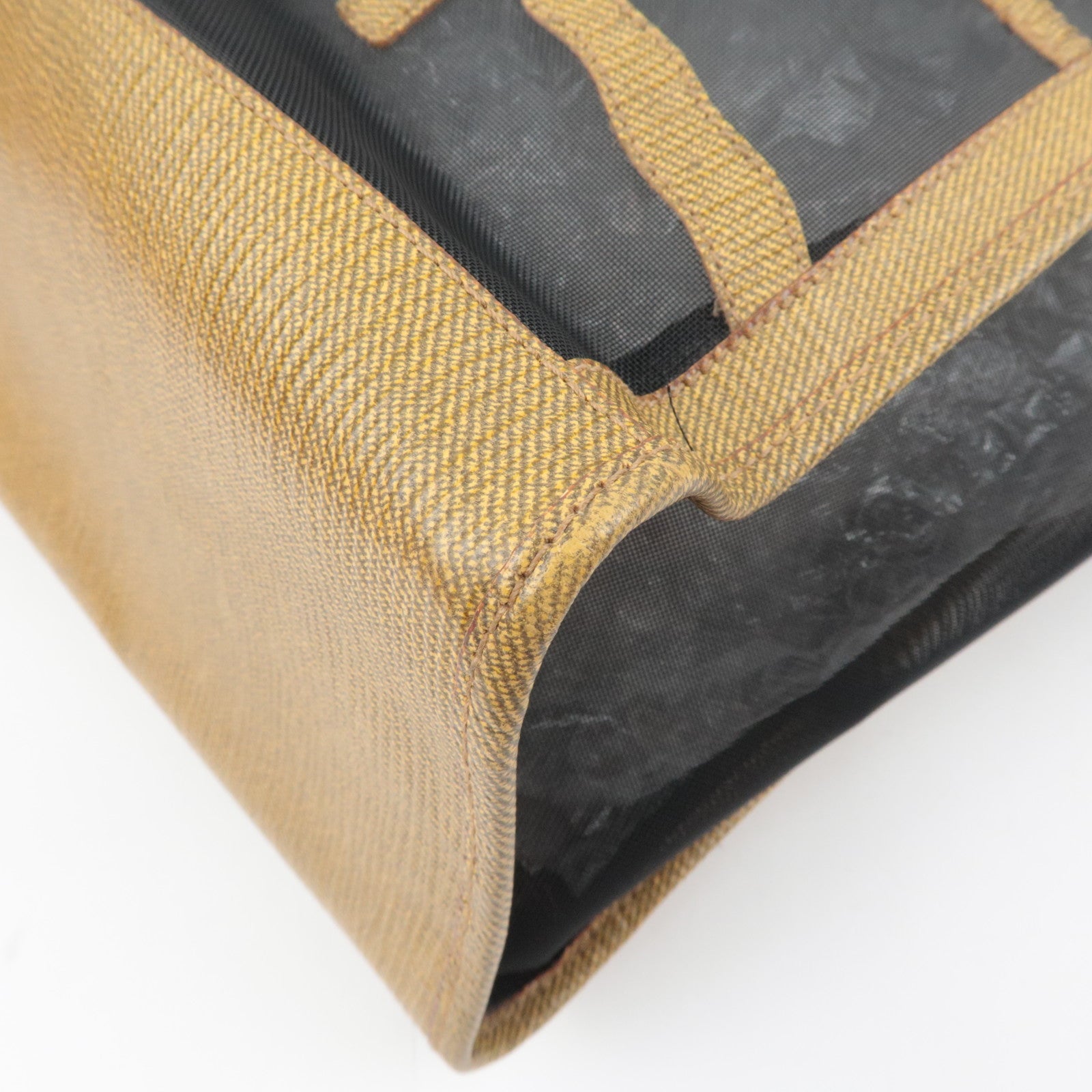 FENDI PVC Mesh Tote Bag Light Brown Black