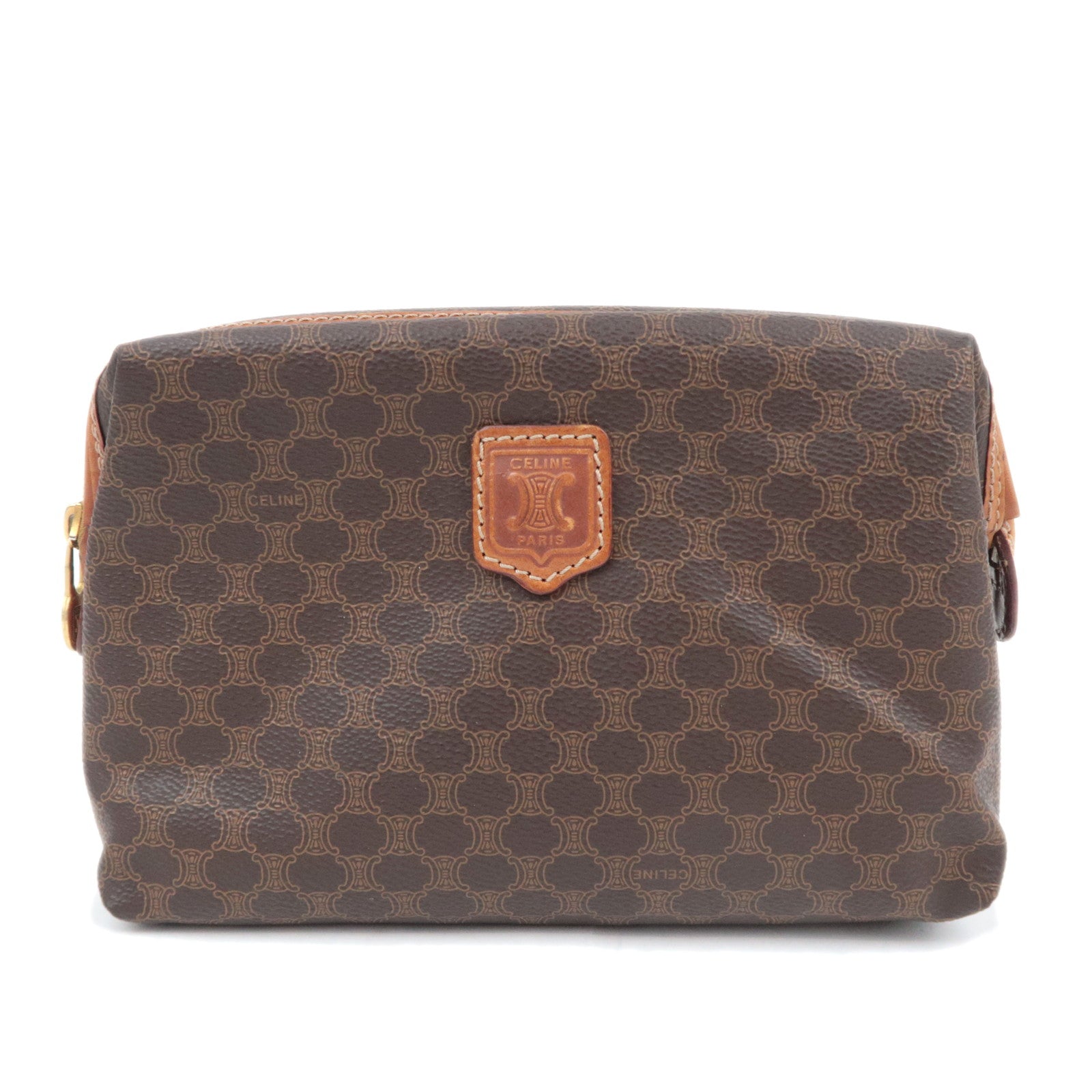 CELINE Macadam PVC Leather Cosmetic Pouch Brown89610