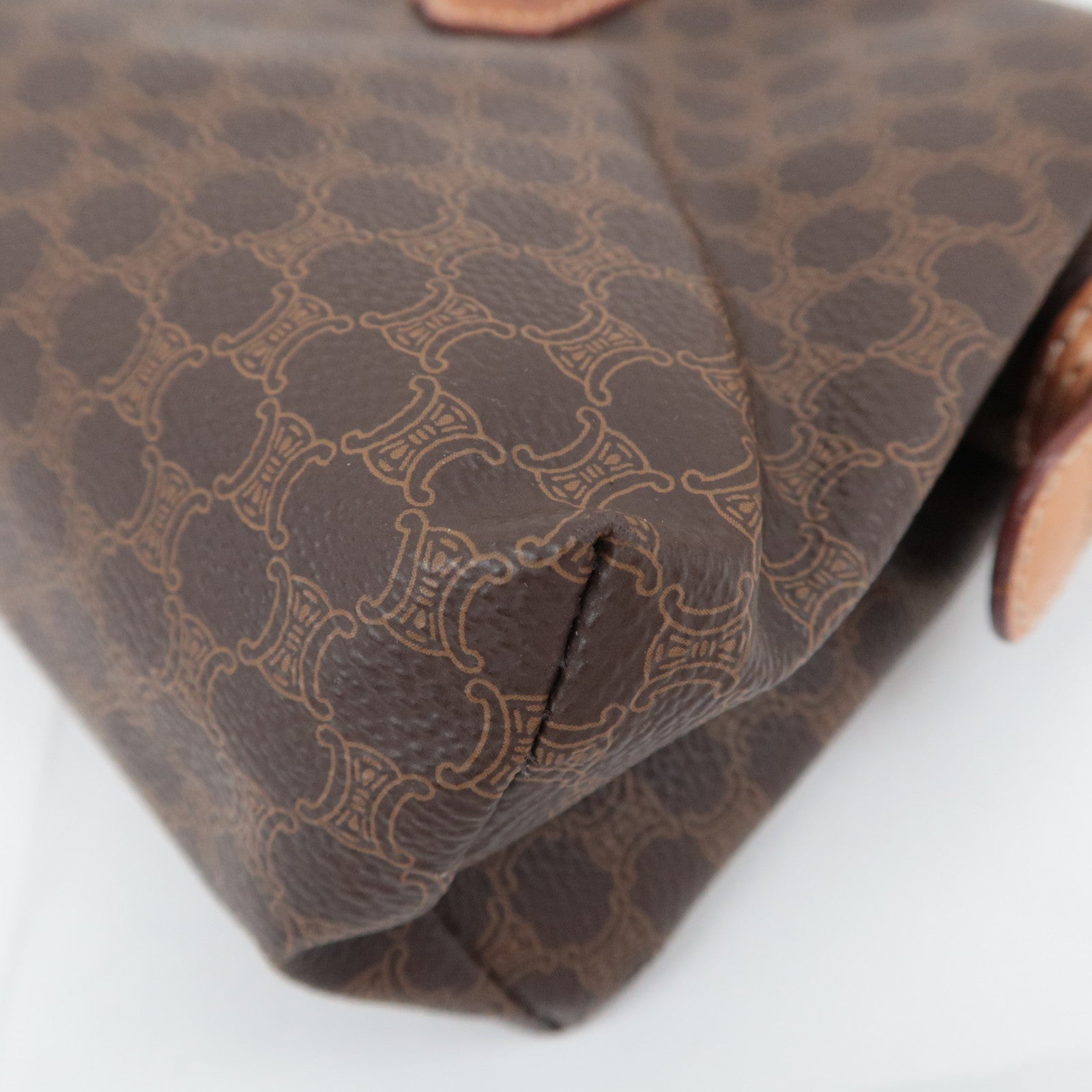 CELINE Macadam PVC Leather Cosmetic Pouch Brown