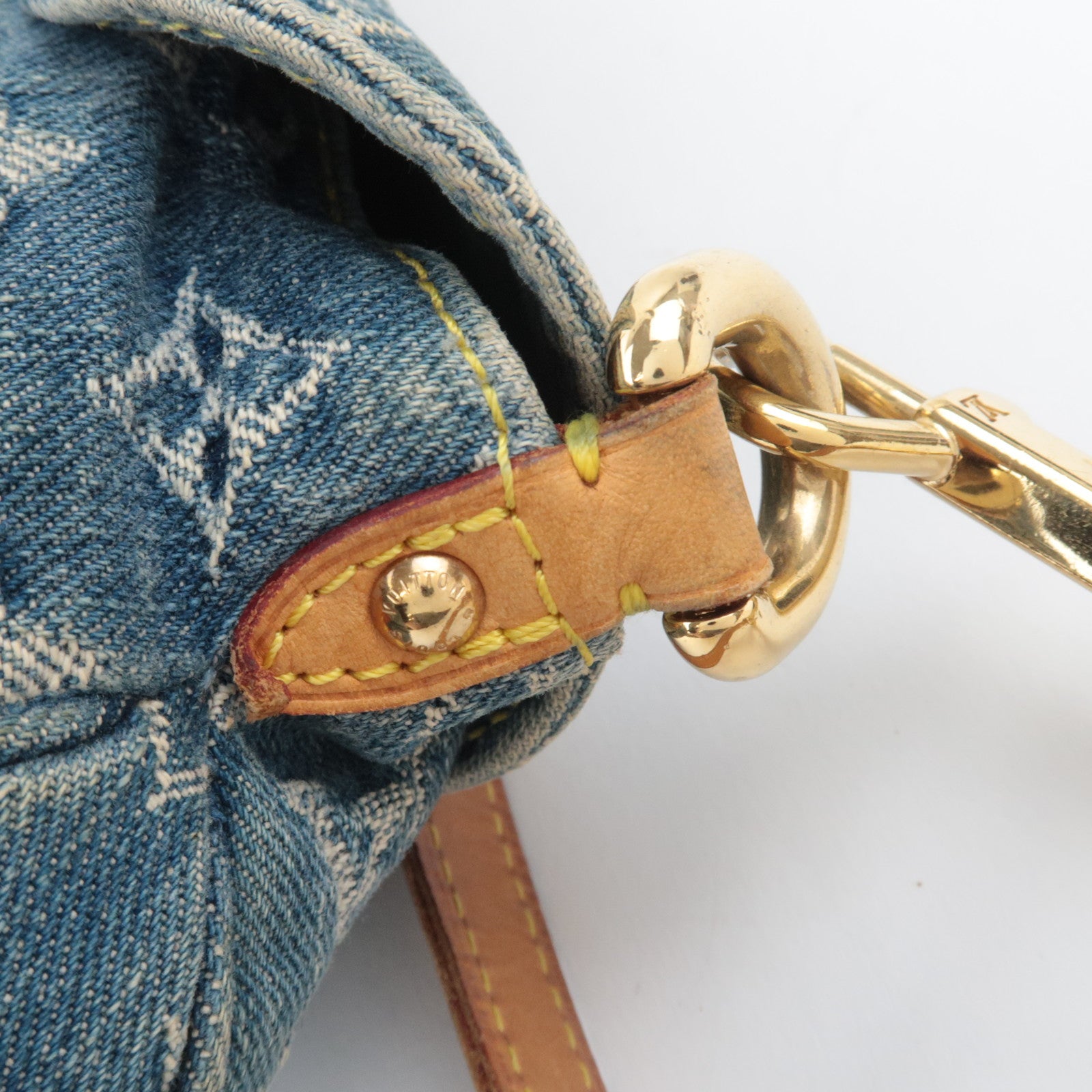 Louis Vuitton Monogram Denim Mini Pleaty Shoulder Bag Blue M95050