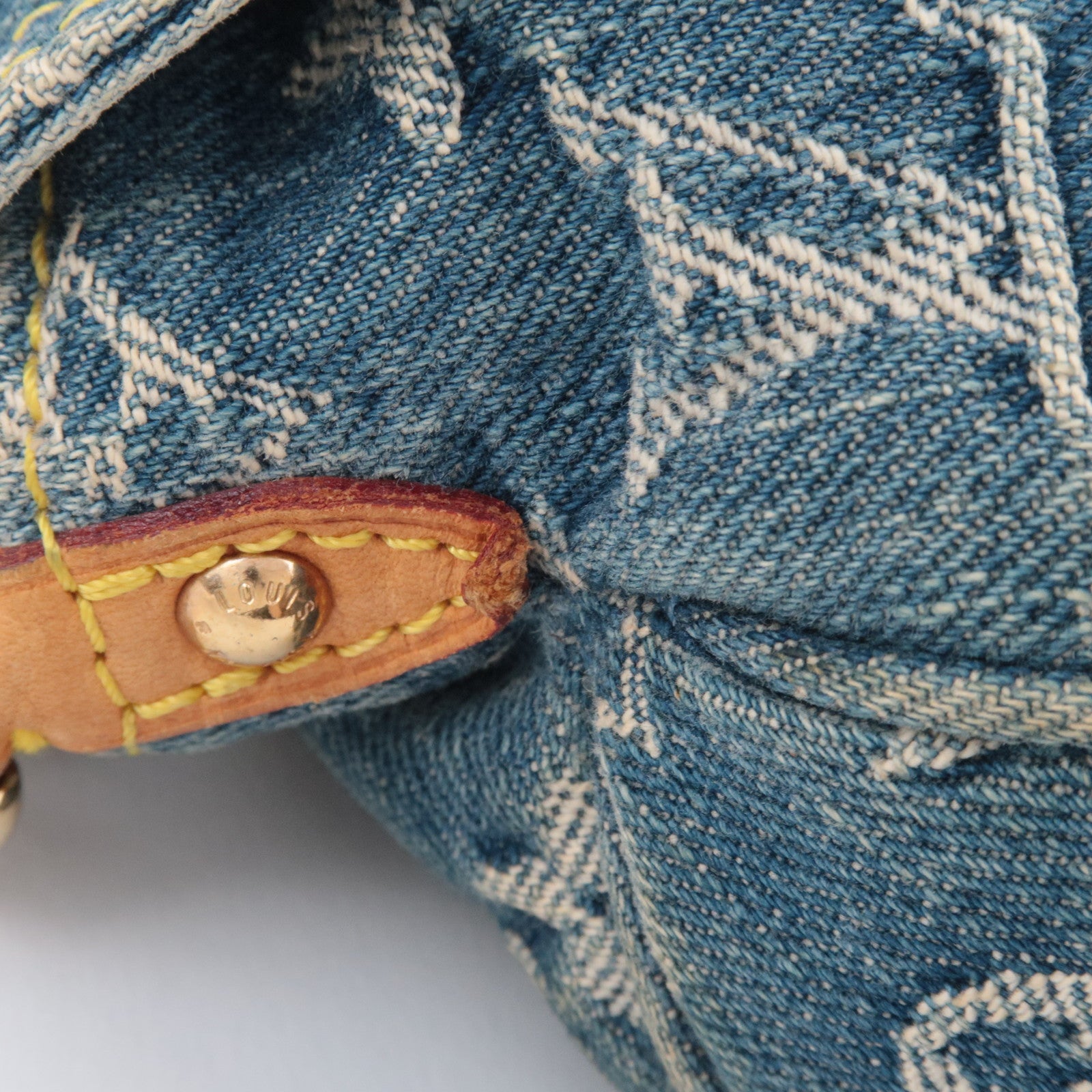 Louis Vuitton Monogram Denim Mini Pleaty Shoulder Bag Blue M95050