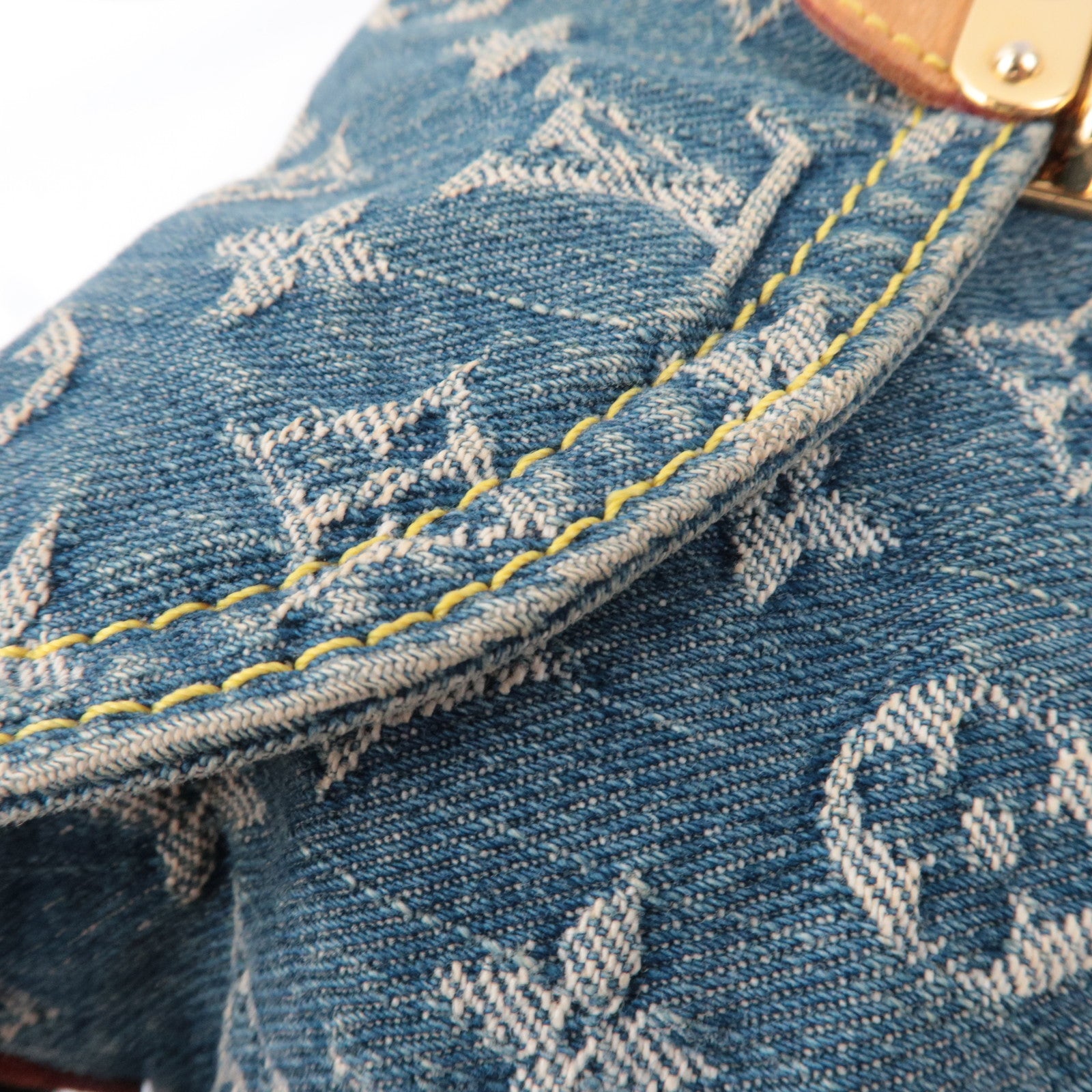 Louis Vuitton Monogram Denim Mini Pleaty Shoulder Bag Blue M95050