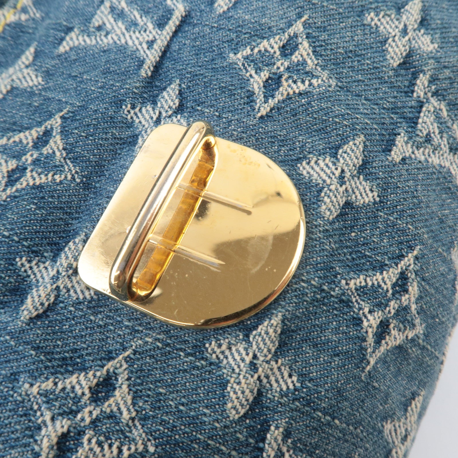 Louis Vuitton Monogram Denim Mini Pleaty Shoulder Bag Blue M95050