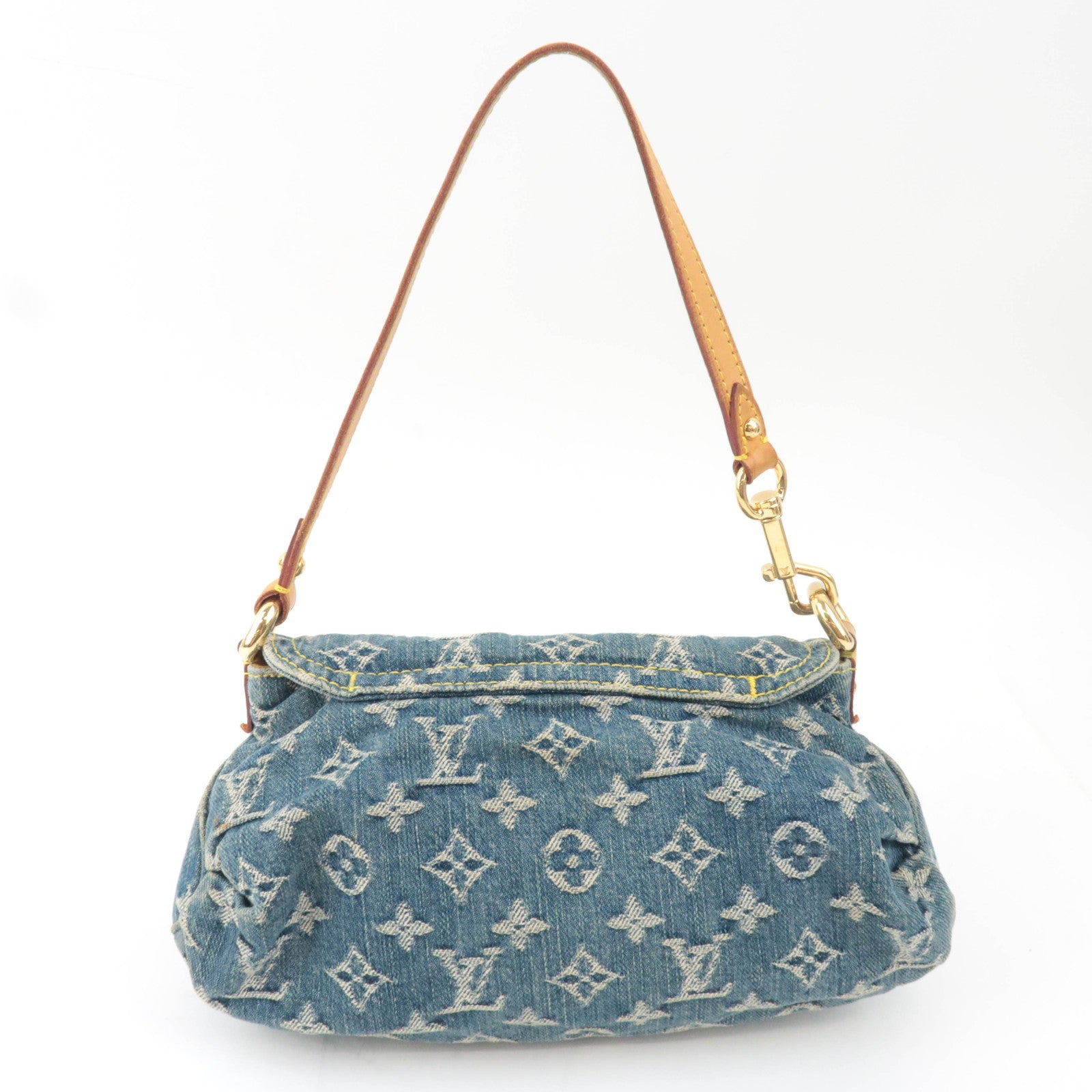 Louis Vuitton Monogram Denim Mini Pleaty Shoulder Bag Blue M95050