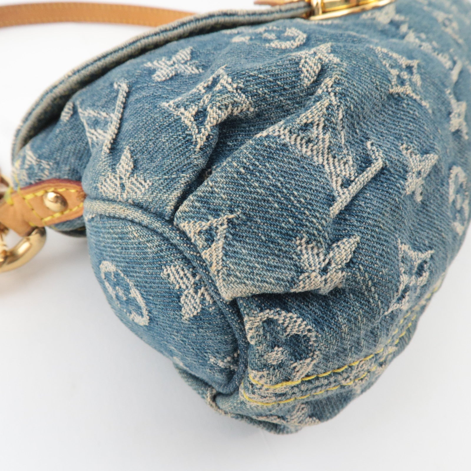 Louis Vuitton Monogram Denim Mini Pleaty Shoulder Bag Blue M95050