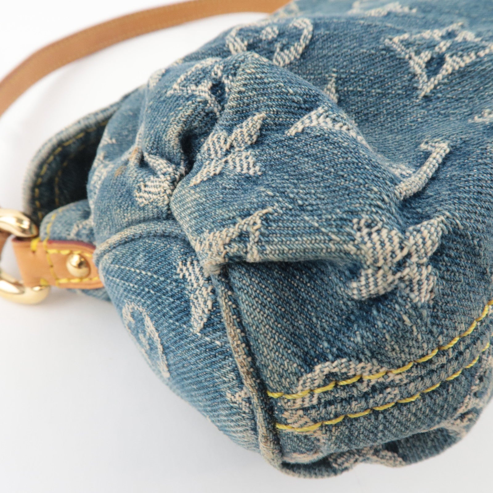 Louis Vuitton Monogram Denim Mini Pleaty Shoulder Bag Blue M95050