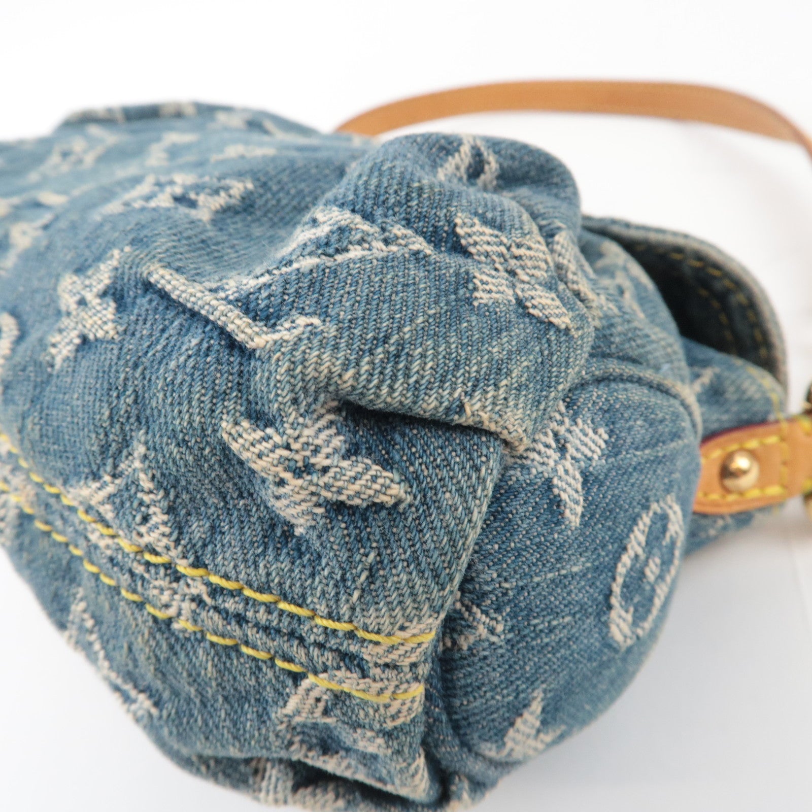 Louis Vuitton Monogram Denim Mini Pleaty Shoulder Bag Blue M95050