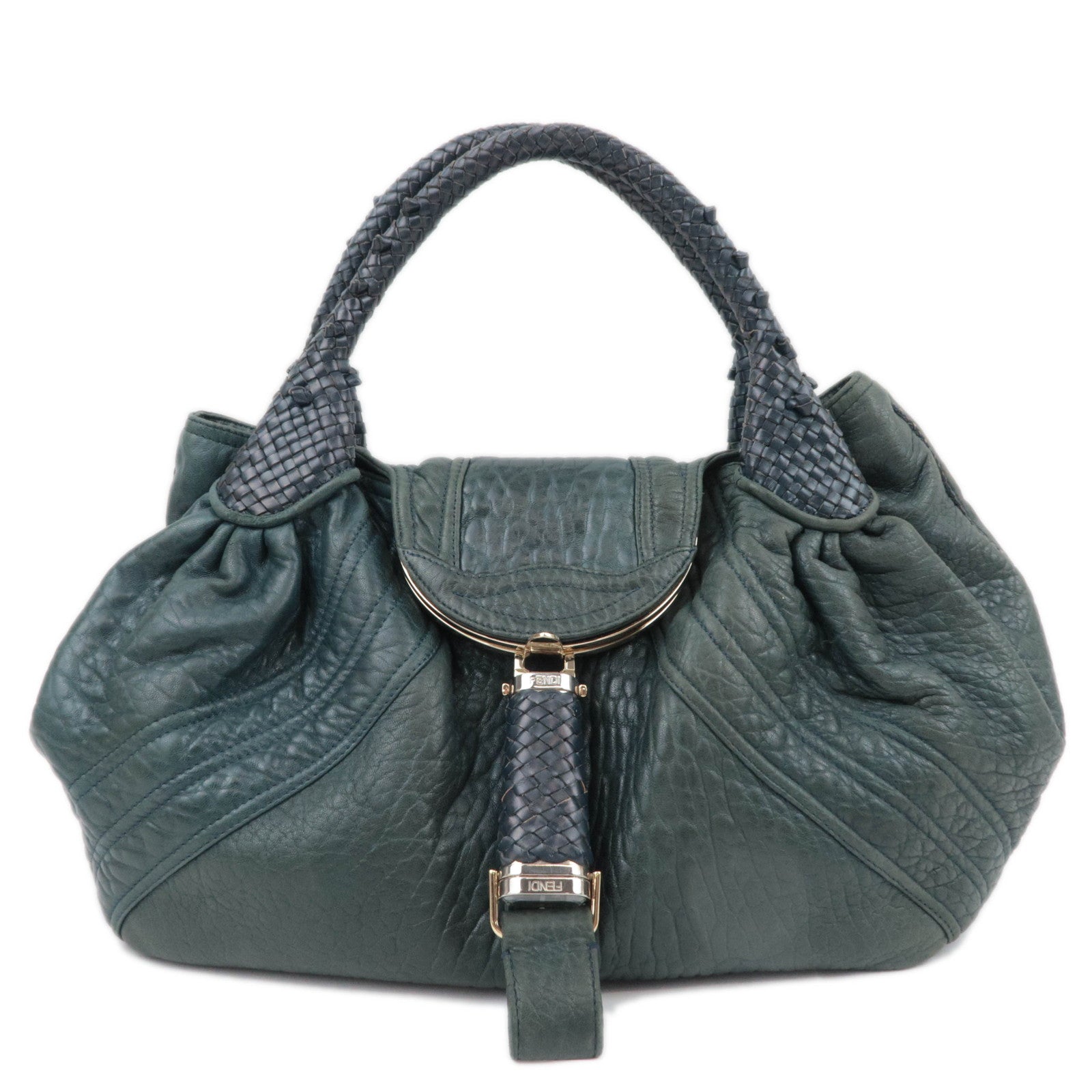 FENDI Spybag Leather Handbag Dark Green 8BR51189618