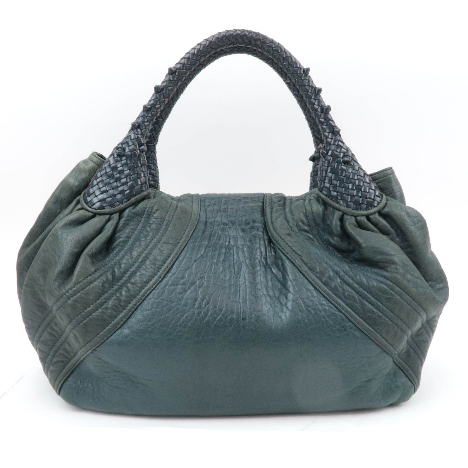 FENDI Spybag Leather Handbag Dark Green 8BR511