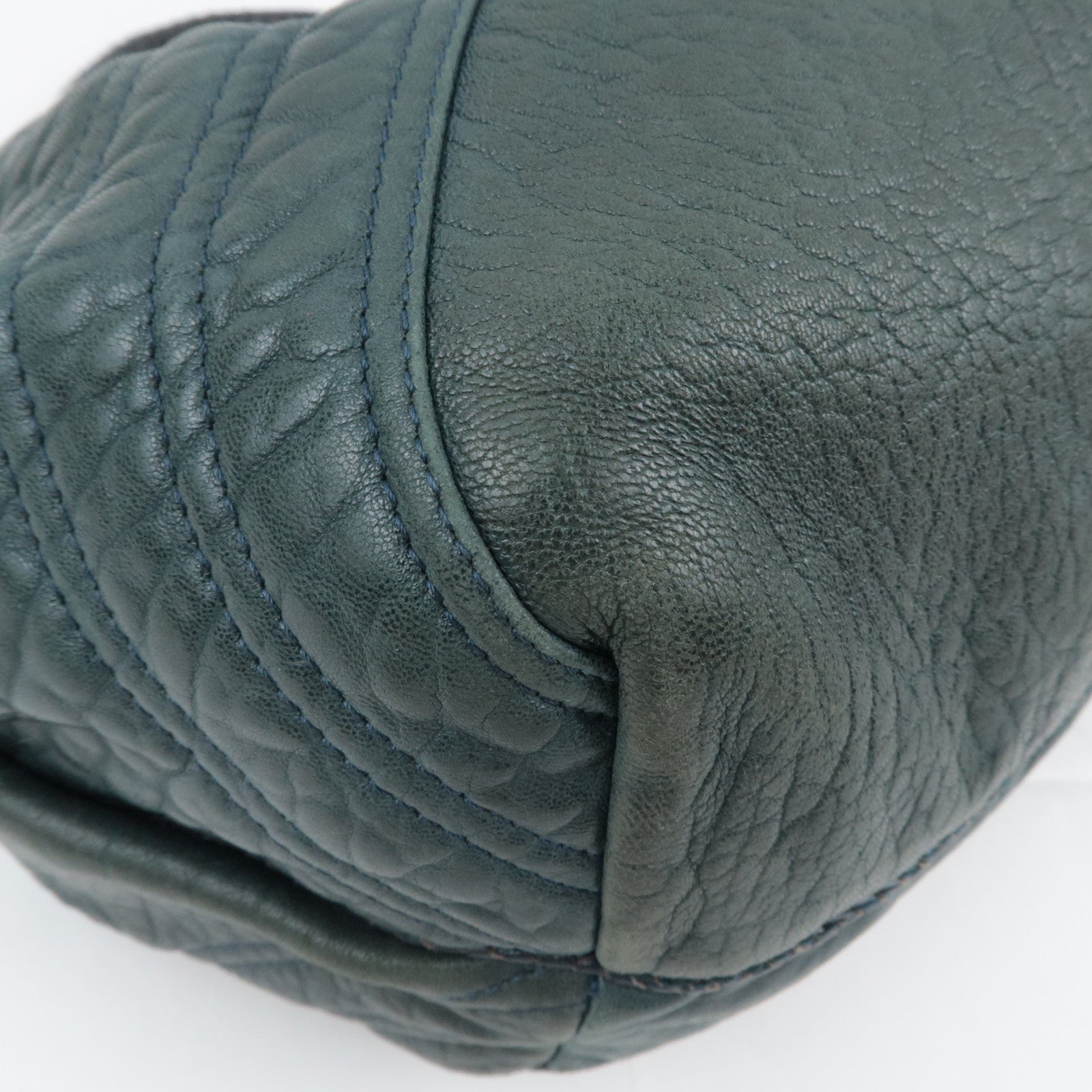 FENDI Spybag Leather Handbag Dark Green 8BR511