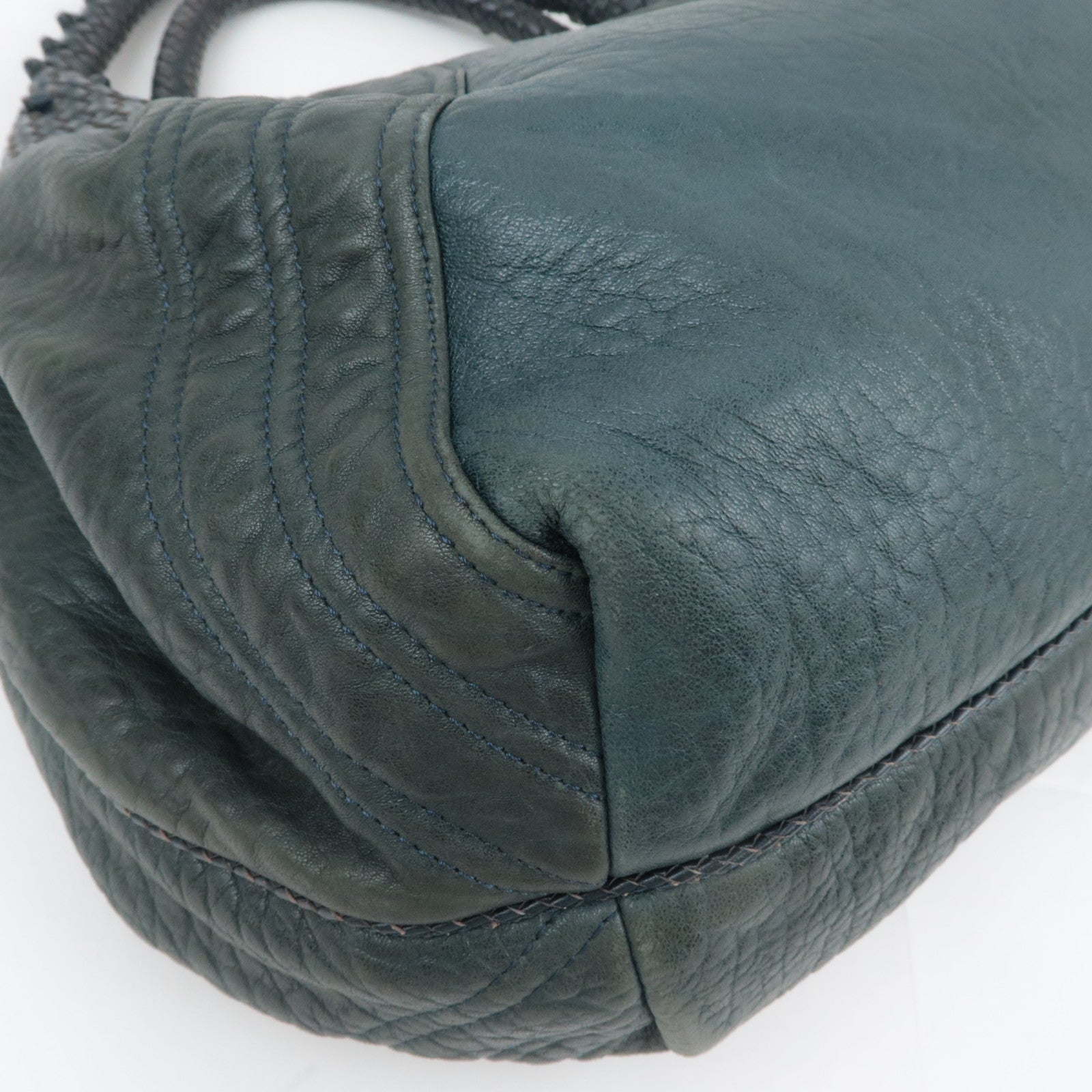 FENDI Spybag Leather Handbag Dark Green 8BR511