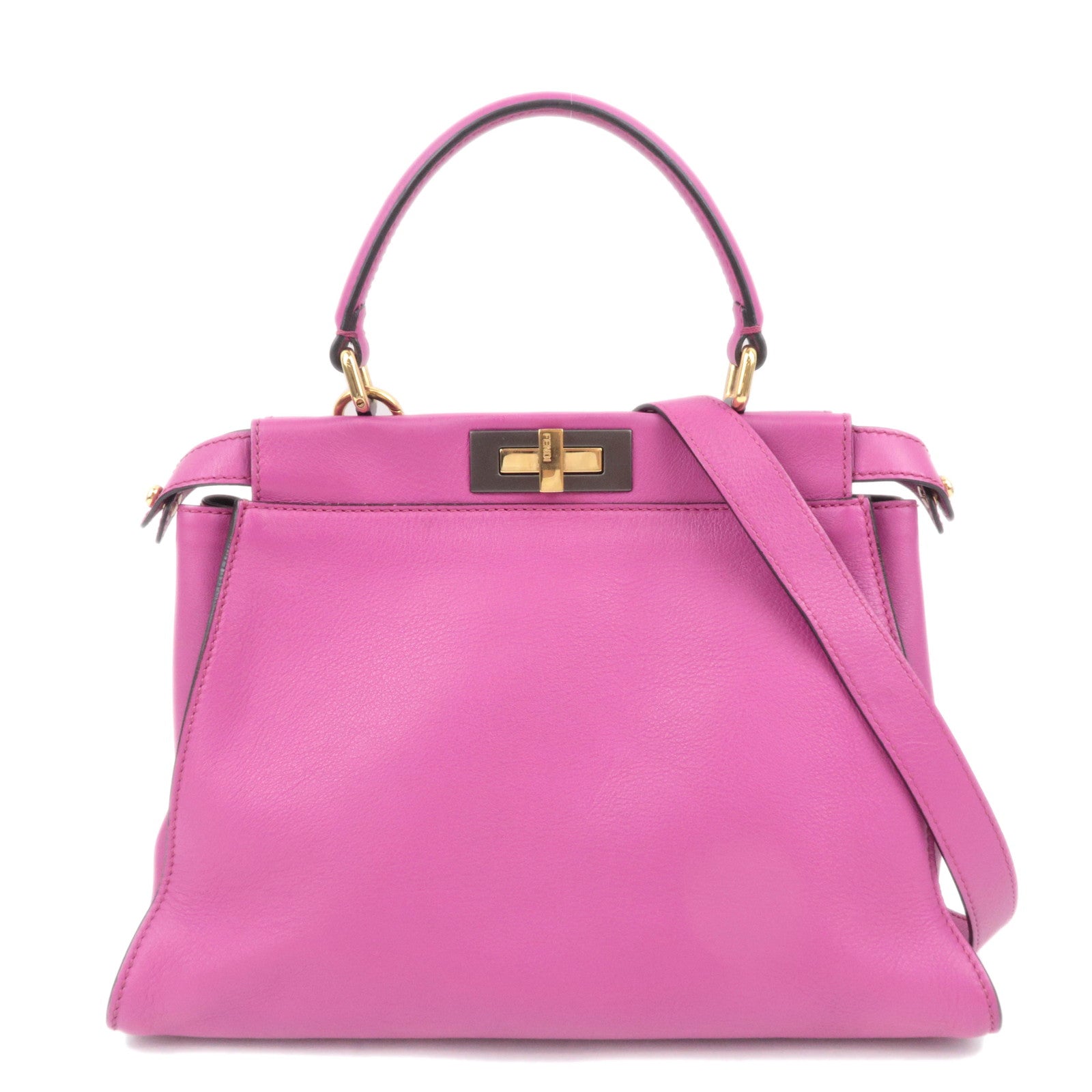 FENDI Peekaboo Regular 2Way Leather Handbag Pink 8BN29089620