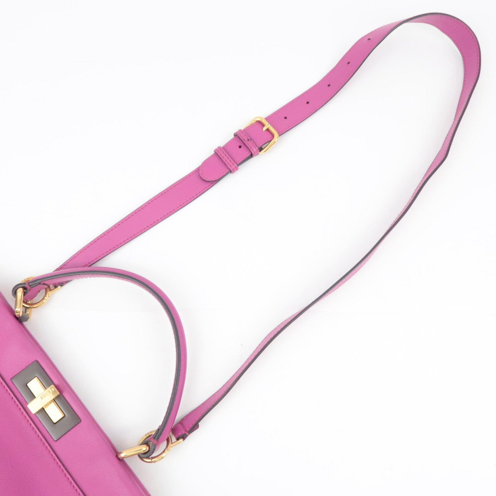 FENDI Peekaboo Regular 2Way Leather Handbag Pink 8BN290