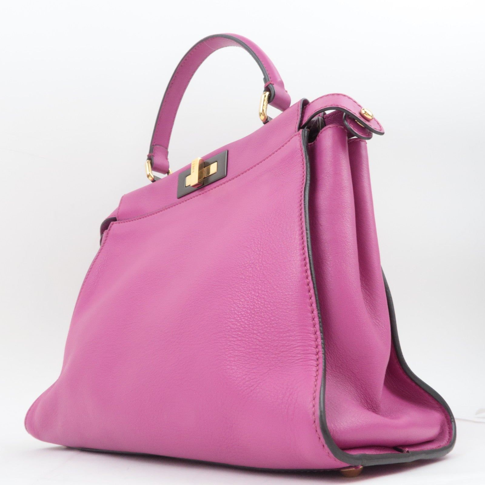 FENDI Peekaboo Regular 2Way Leather Handbag Pink 8BN290