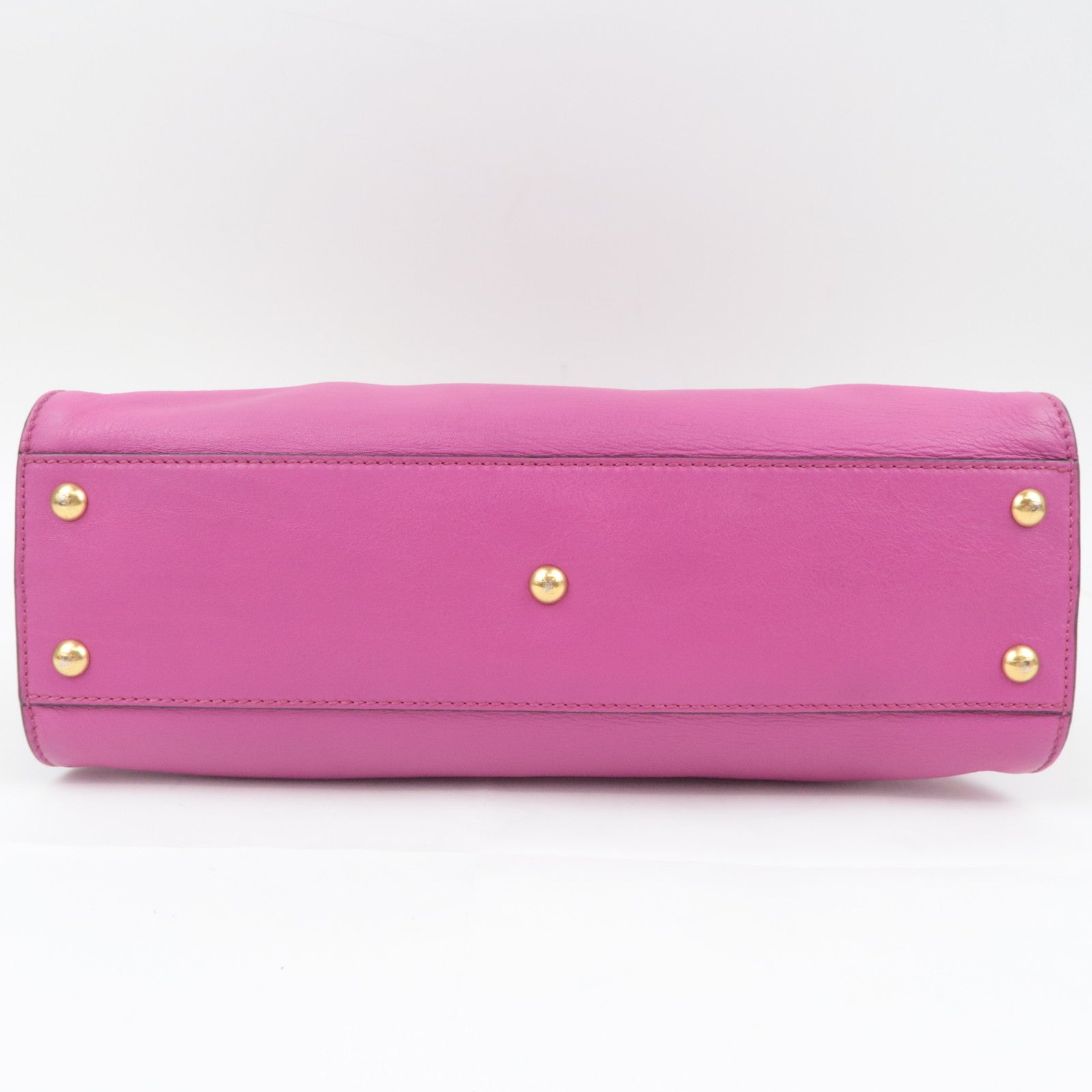 FENDI Peekaboo Regular 2Way Leather Handbag Pink 8BN290