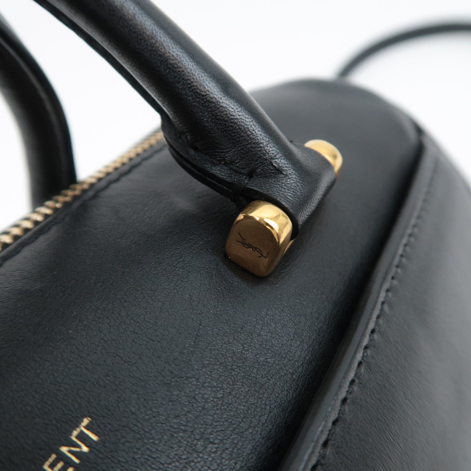 SAINT LAURENT Baby Duffle 2Way Leather Handbag Black 533481