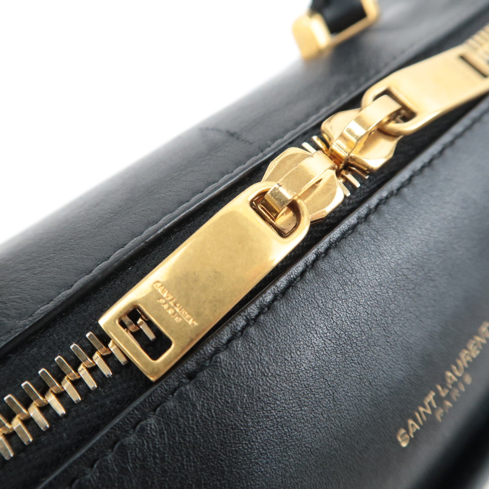 SAINT LAURENT Baby Duffle 2Way Leather Handbag Black 533481