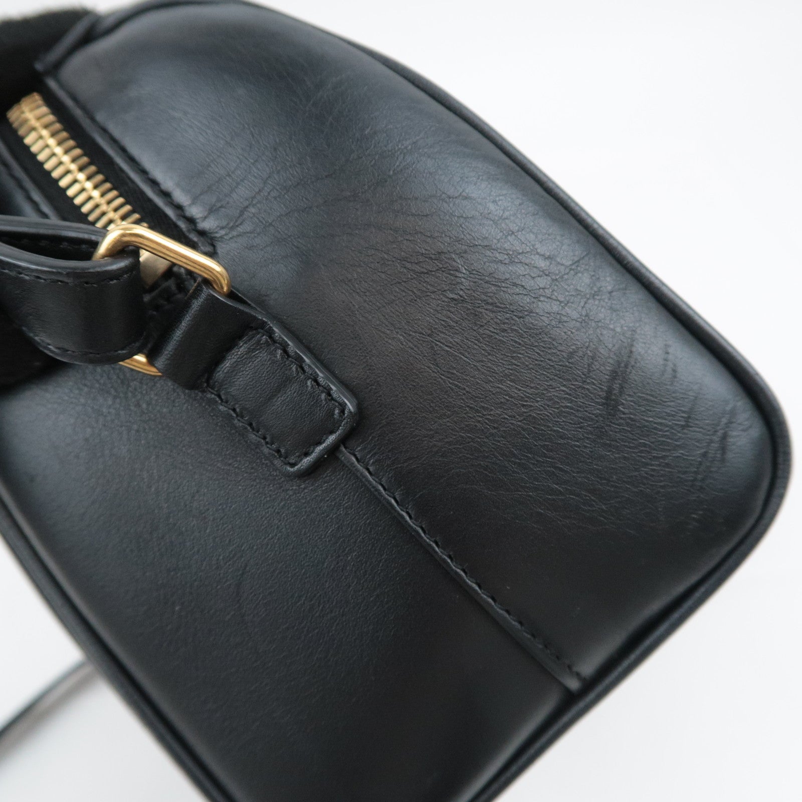 SAINT LAURENT Baby Duffle 2Way Leather Handbag Black 533481
