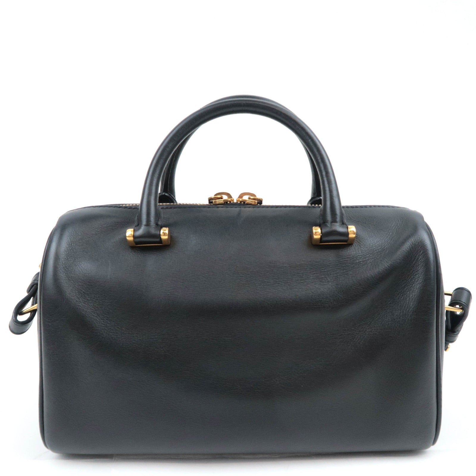 SAINT LAURENT Baby Duffle 2Way Leather Handbag Black 533481