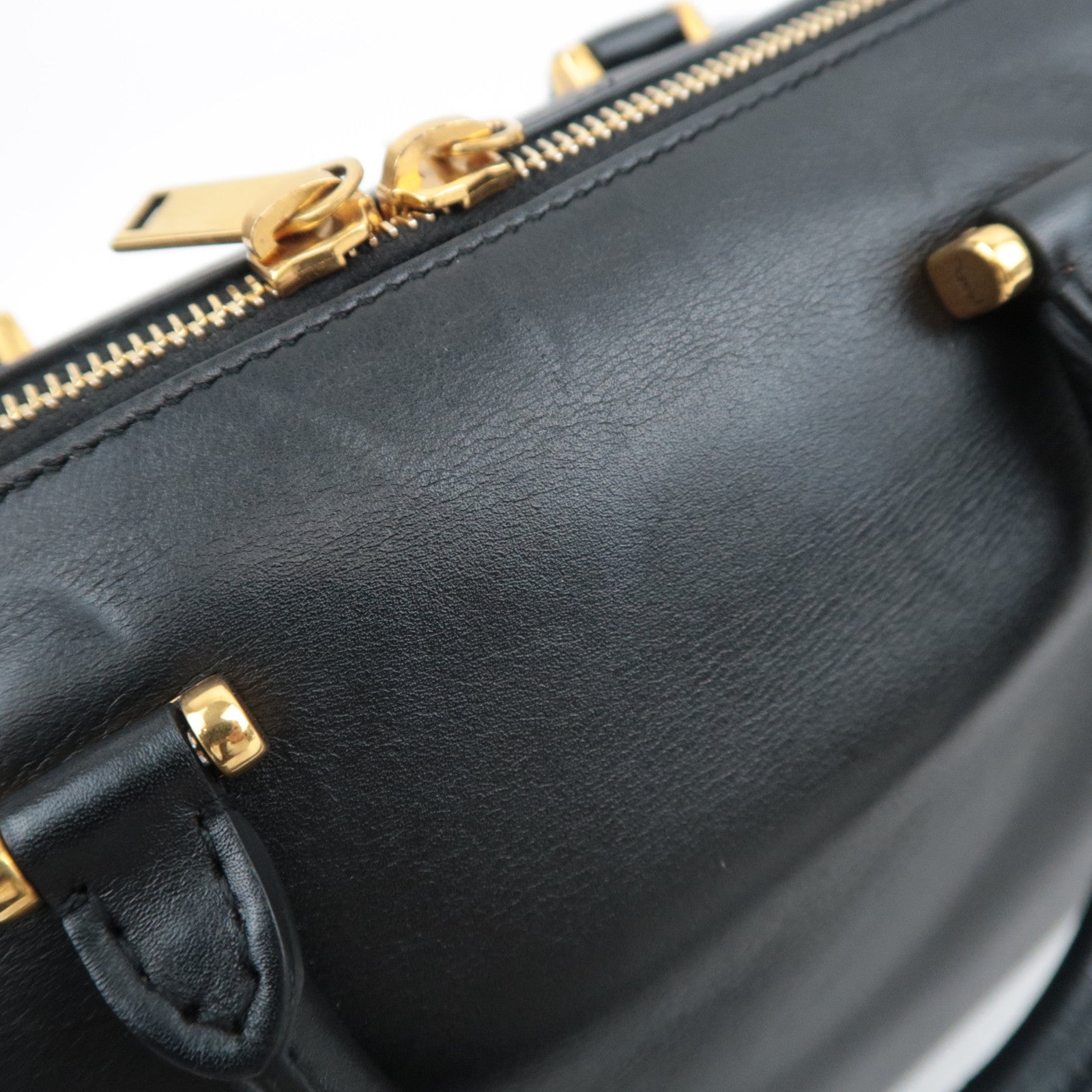 SAINT LAURENT Baby Duffle 2Way Leather Handbag Black 533481