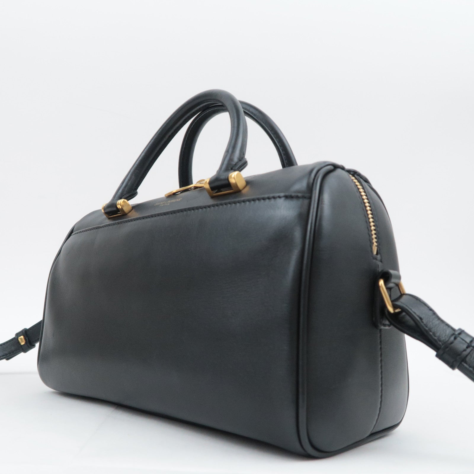 SAINT LAURENT Baby Duffle 2Way Leather Handbag Black 533481