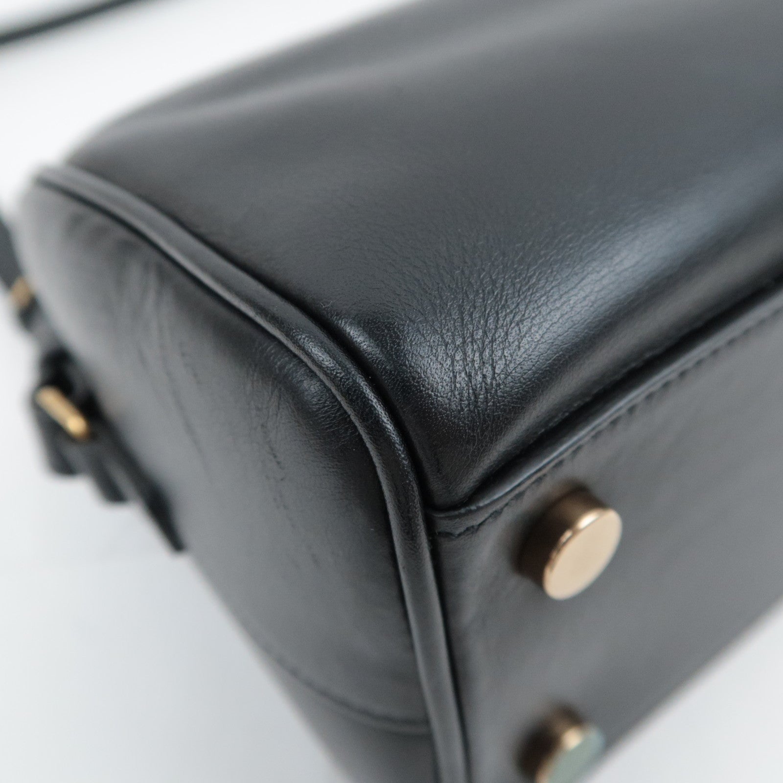SAINT LAURENT Baby Duffle 2Way Leather Handbag Black 533481