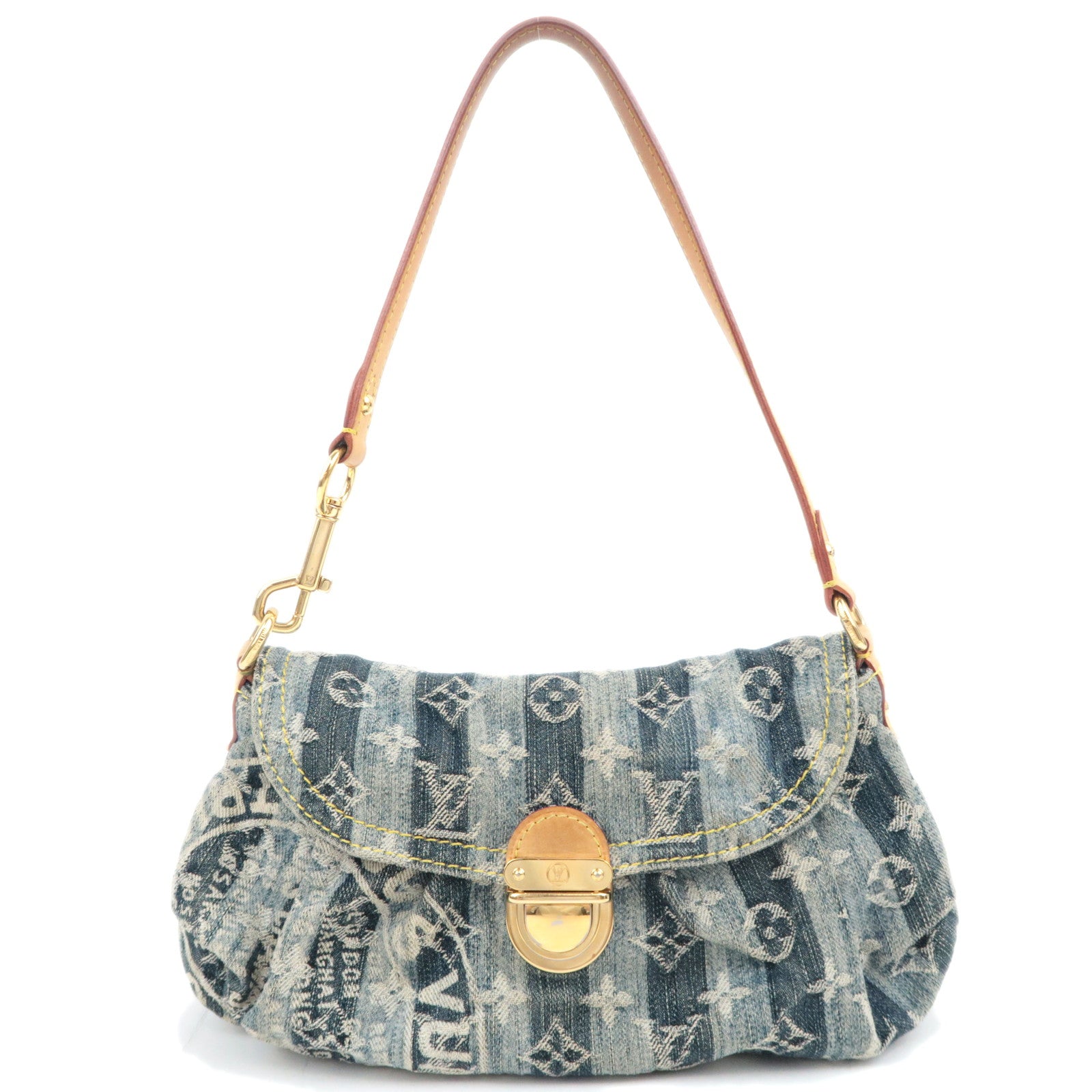 Louis Vuitton Monogram Denim Mini Pleaty Raye Shoulder Bag Blue M9533389636