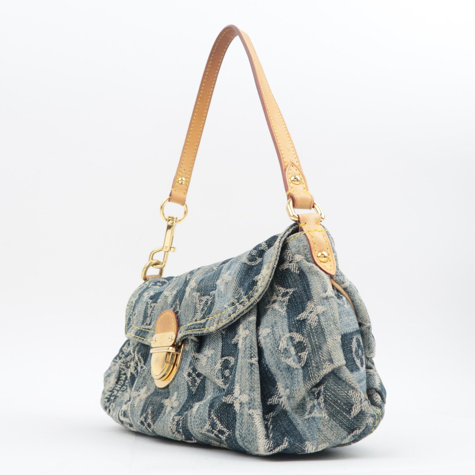 Louis Vuitton Monogram Denim Mini Pleaty Raye Shoulder Bag Blue M95333