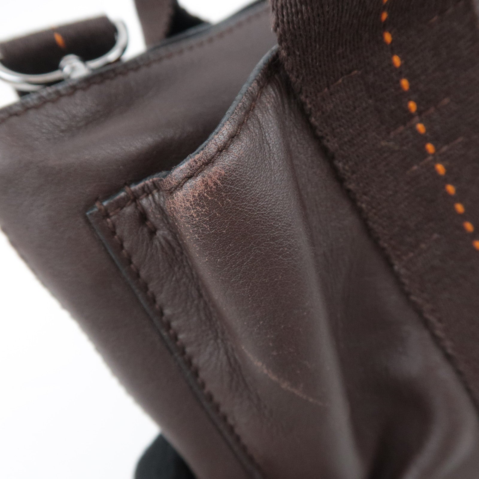 HERMES Caravan Horizontal PM 2Way Leather Handbag Brown