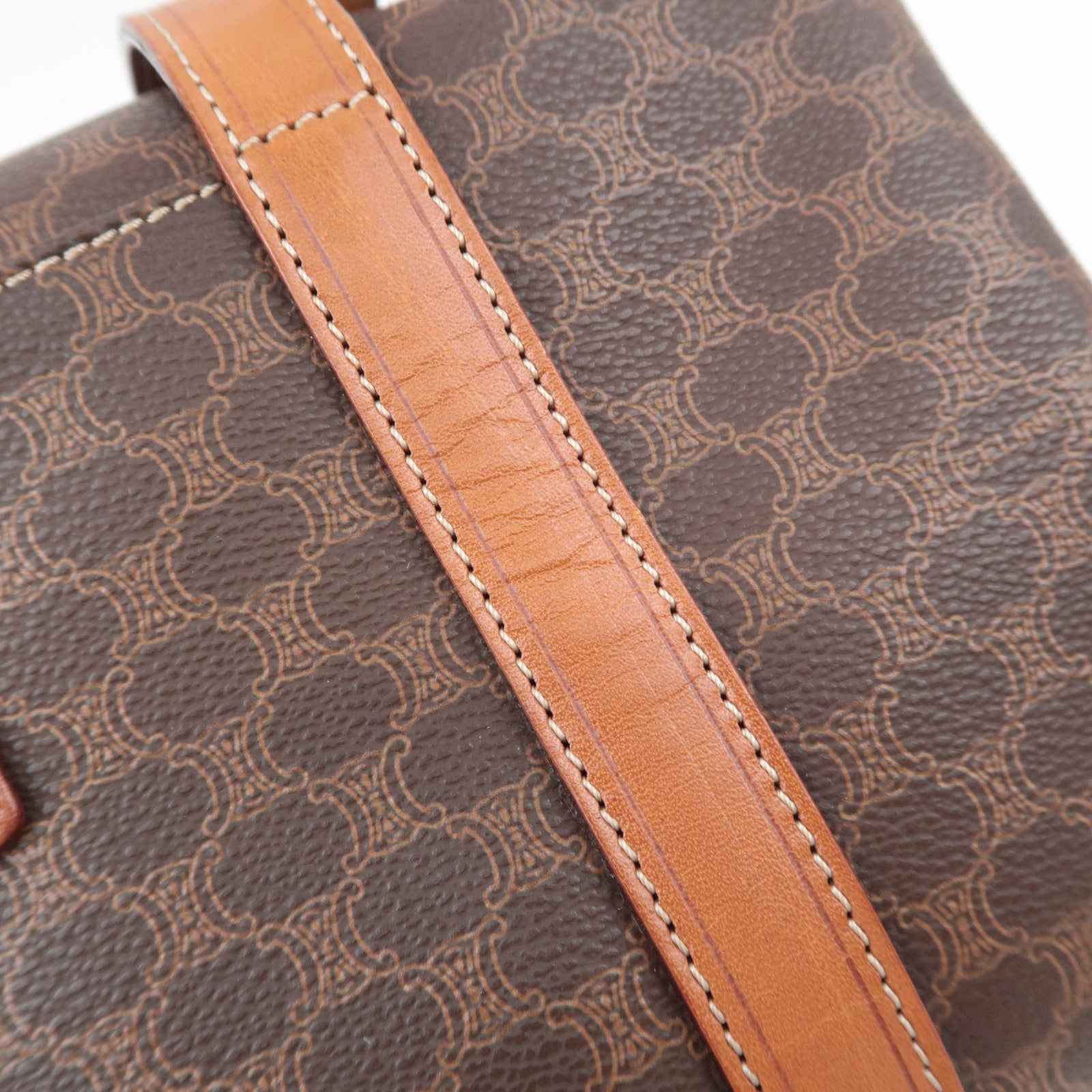 CELINE Macadam PVC Leather Mini Boston Bag Brown