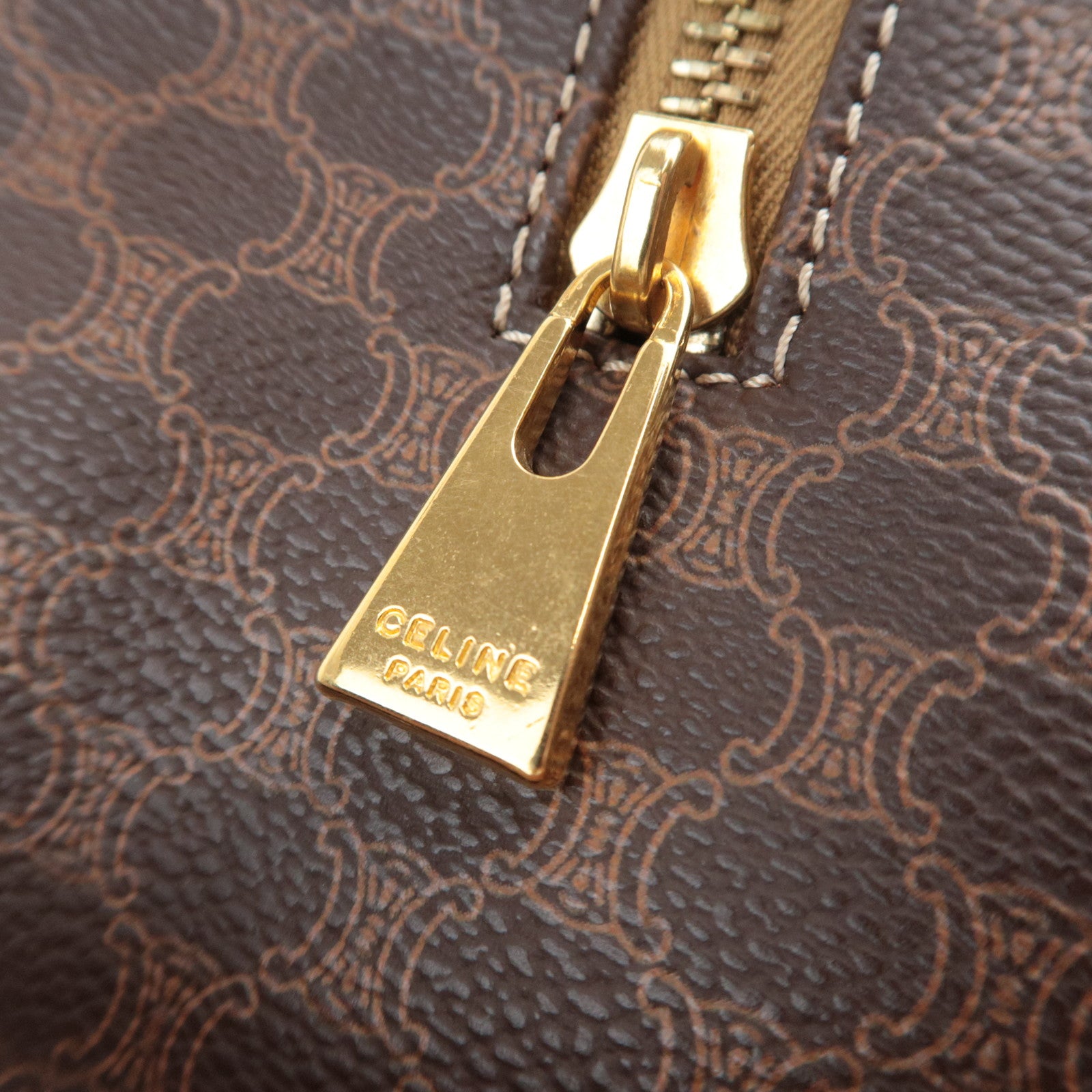 CELINE Macadam PVC Leather Mini Boston Bag Brown