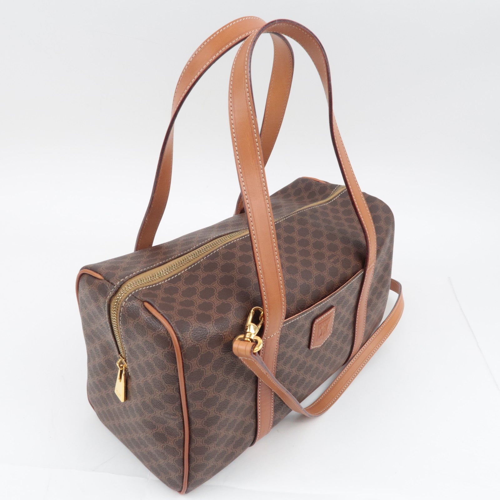 CELINE Macadam PVC Leather Mini Boston Bag Brown