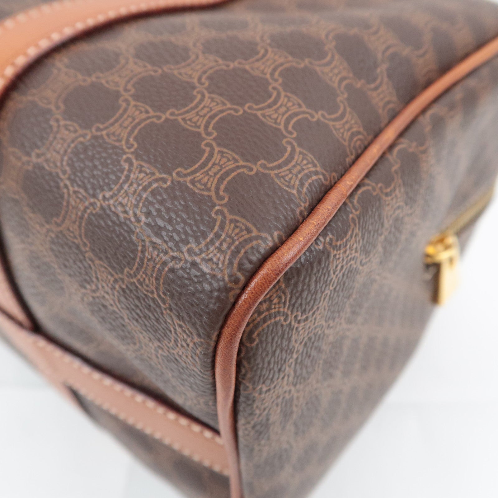 CELINE Macadam PVC Leather Mini Boston Bag Brown