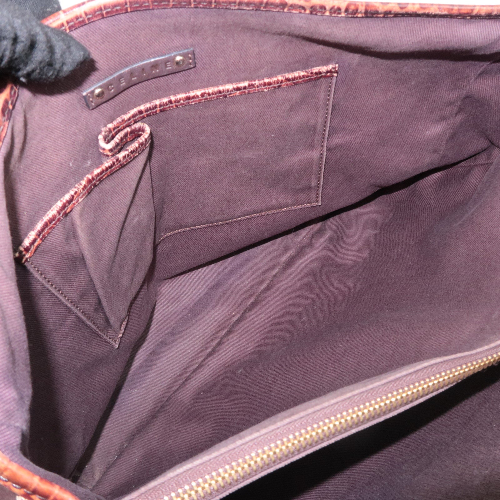 CELINE Macadam Canvas Leather Tote Bag Brown