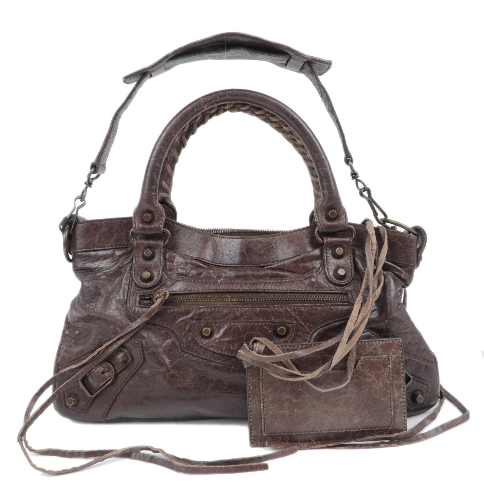 BALENCIAGA The First 2Way Leather Shoulder Bag Brown 10320889683
