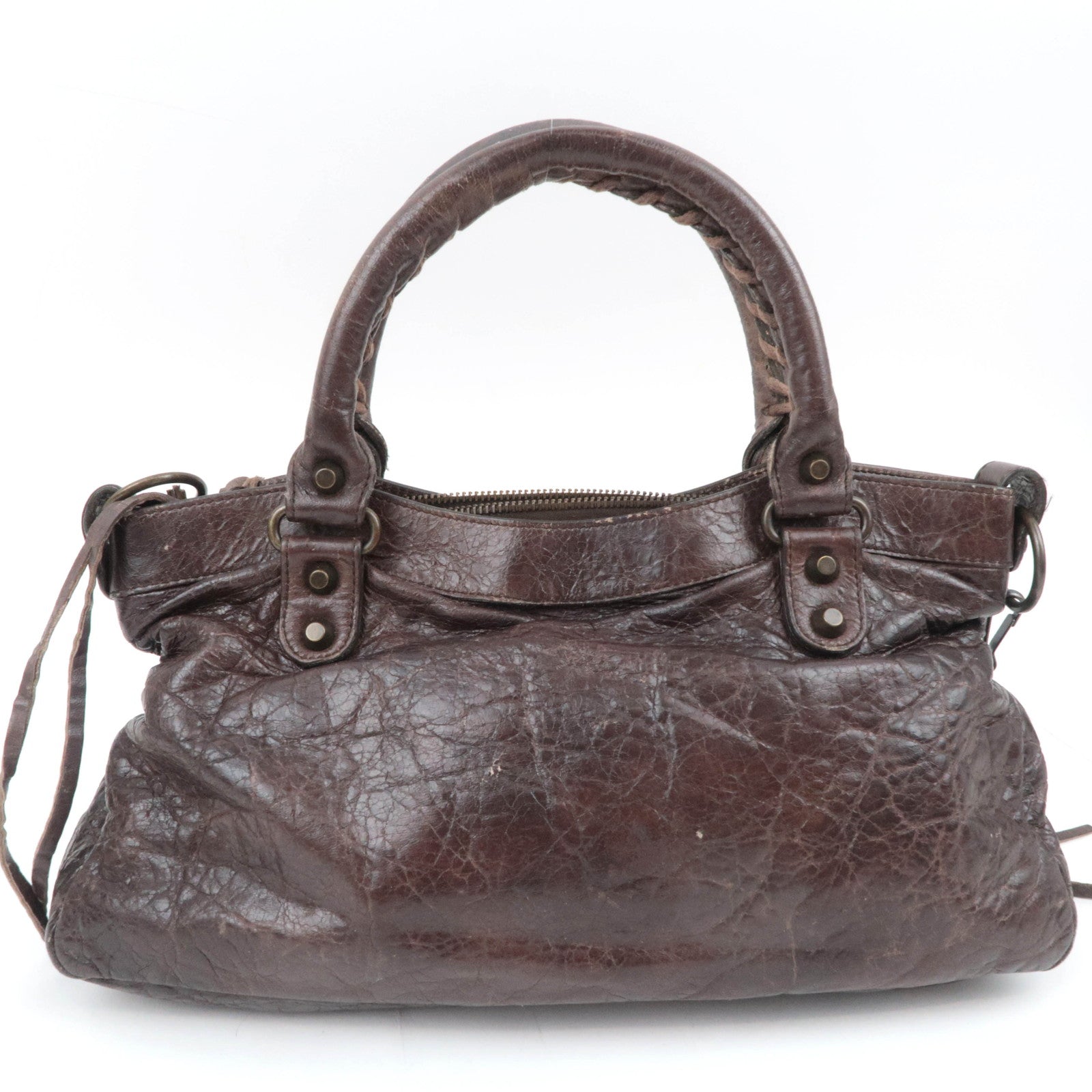 BALENCIAGA The First 2Way Leather Shoulder Bag Brown 103208