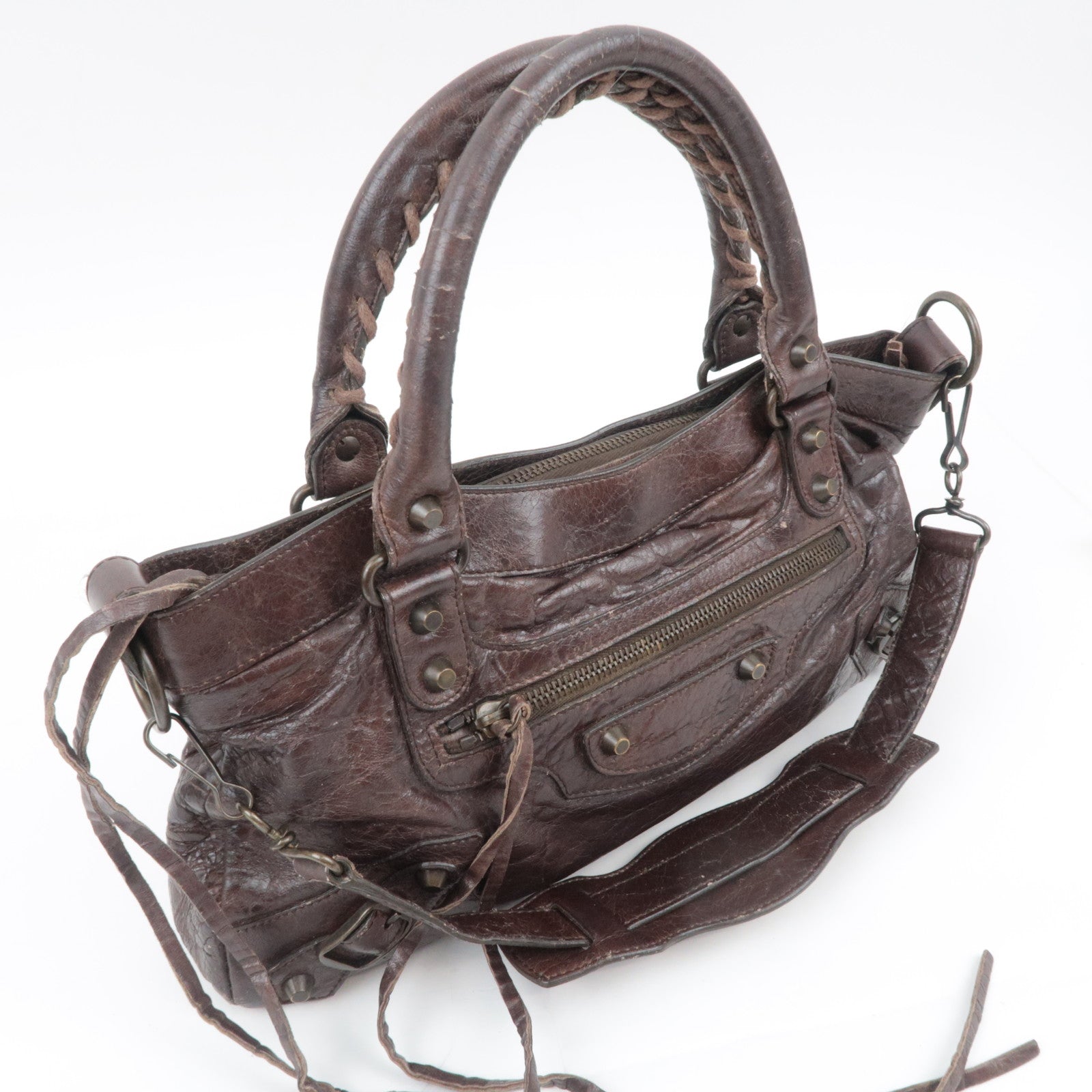 BALENCIAGA The First 2Way Leather Shoulder Bag Brown 103208