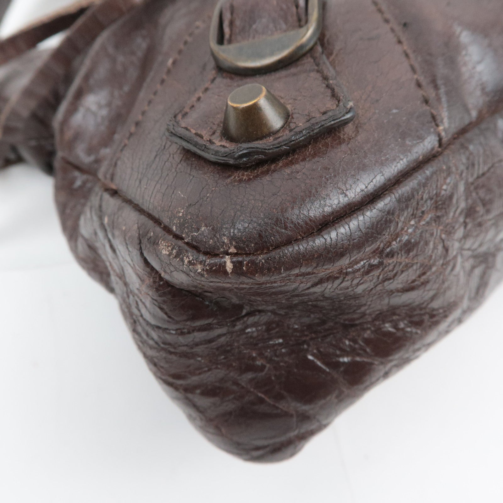 BALENCIAGA The First 2Way Leather Shoulder Bag Brown 103208