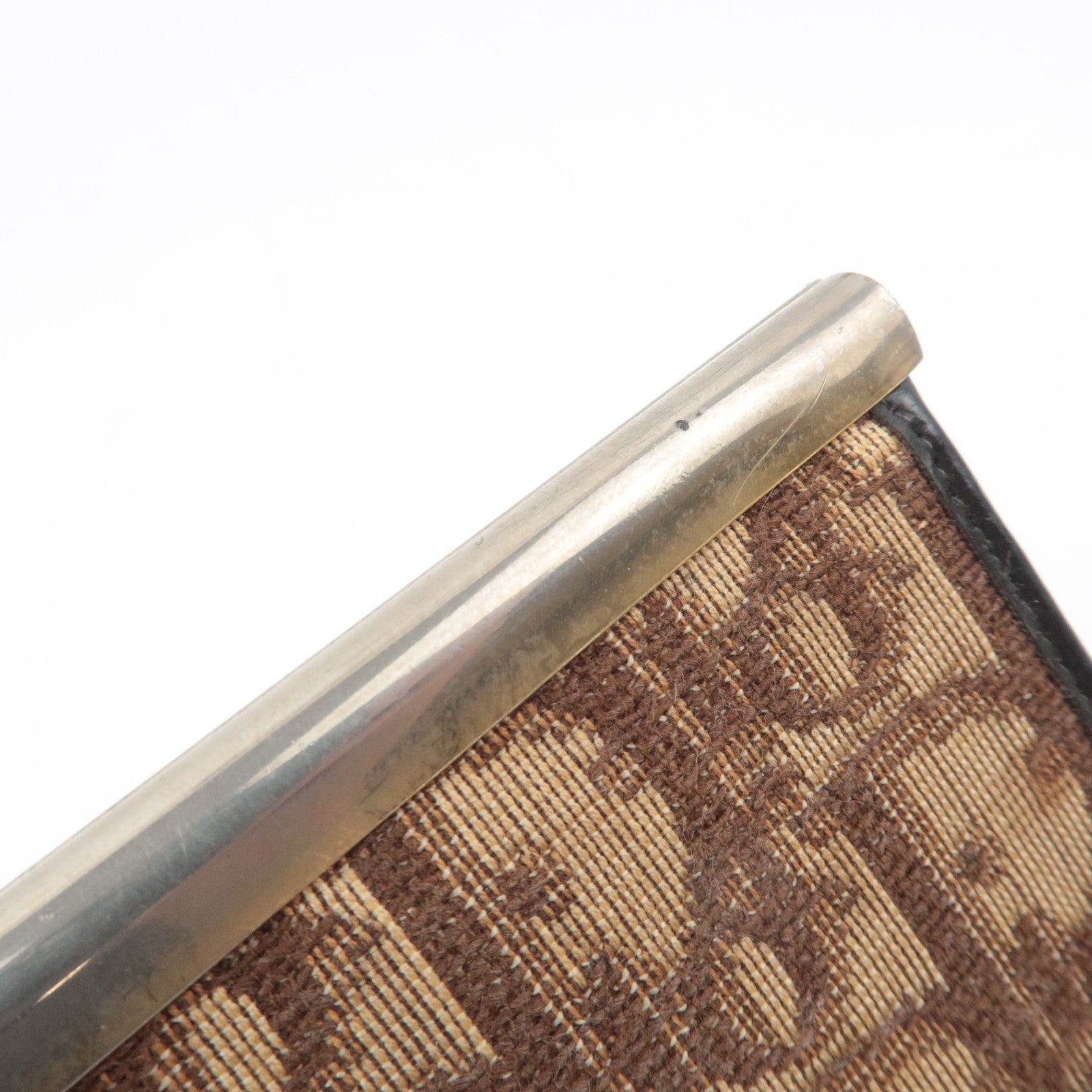 Christian Dior Trotter Kiss Lock Canvas Leather Clutch Bag Brown