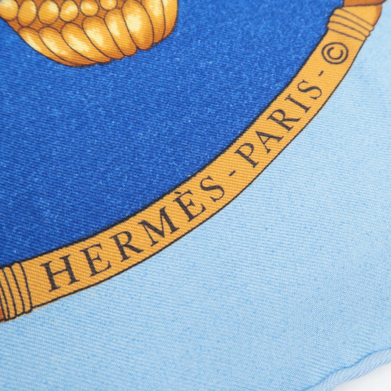 HERMES Carre 90 Scarf LES FOLIES DU CIEL 100% Silk Blue